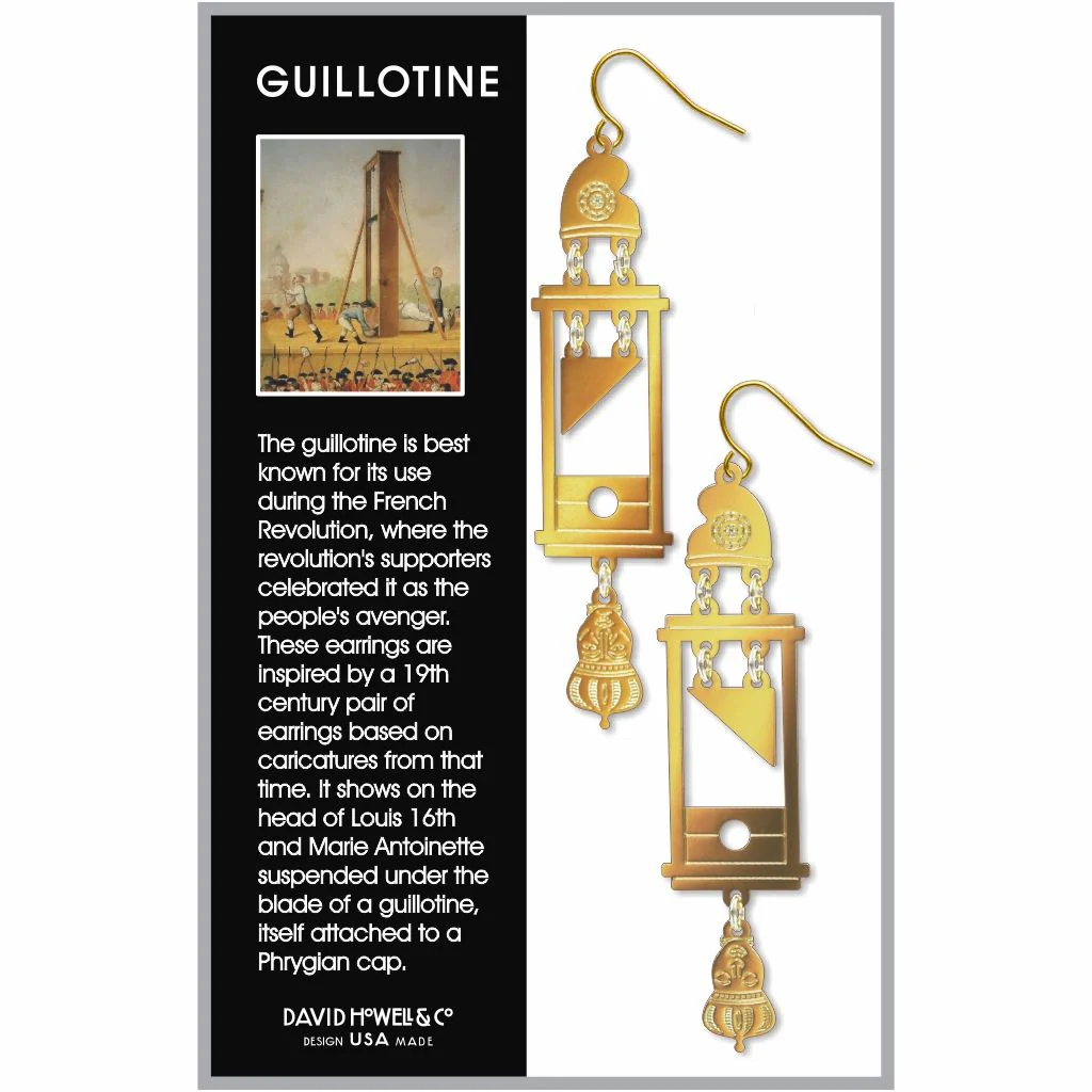 Guillotine Earrings | Featuring the Heads of Louis 16th and Marie Antoinette | Gold or Silver - Image 3