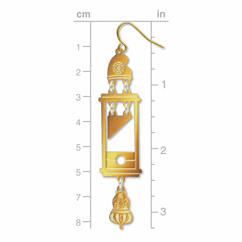 Guillotine Earrings | Featuring the Heads of Louis 16th and Marie Antoinette | Gold or Silver - Image 4