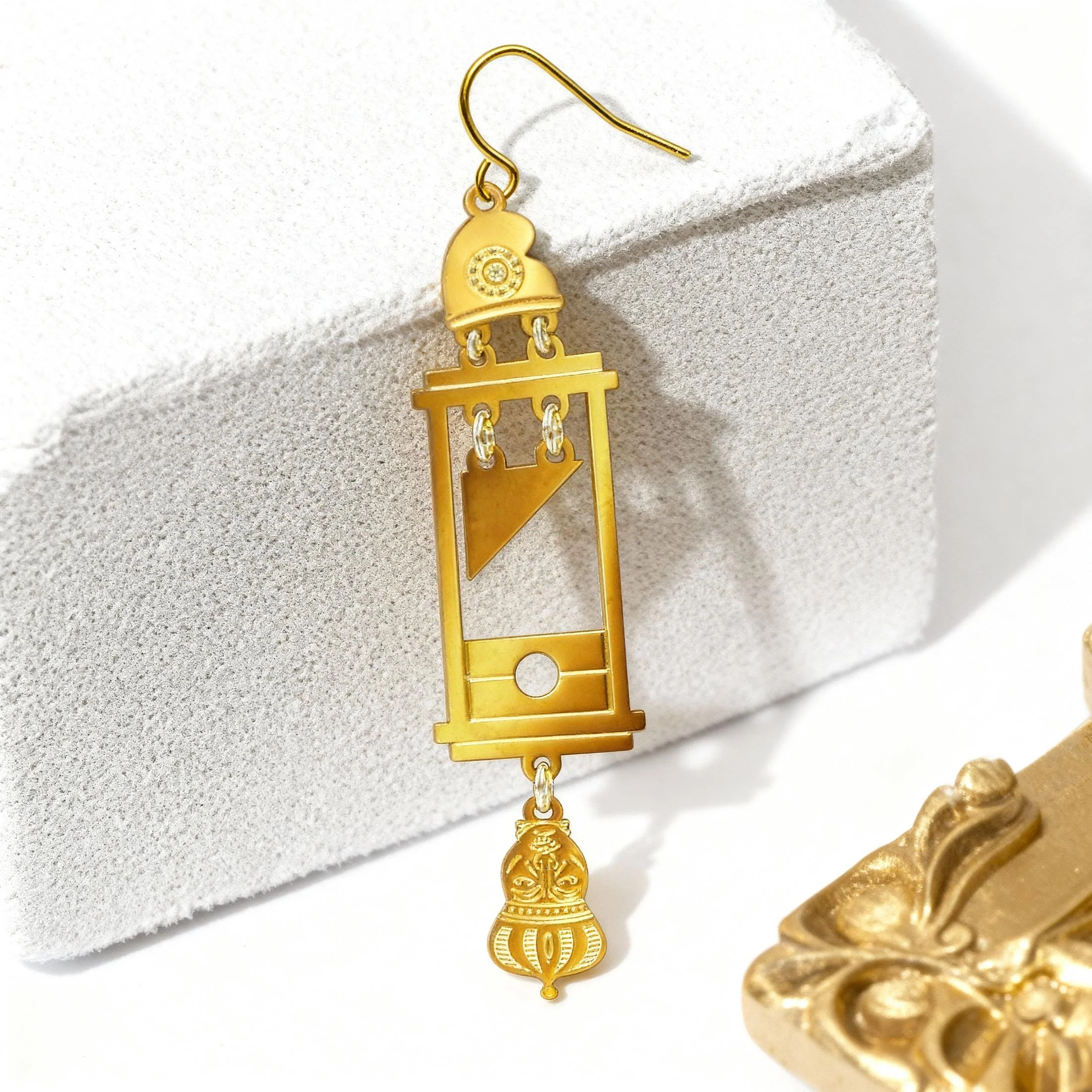 Guillotine Earrings | Featuring the Heads of Louis 16th and Marie Antoinette | Gold or Silver - Image 7