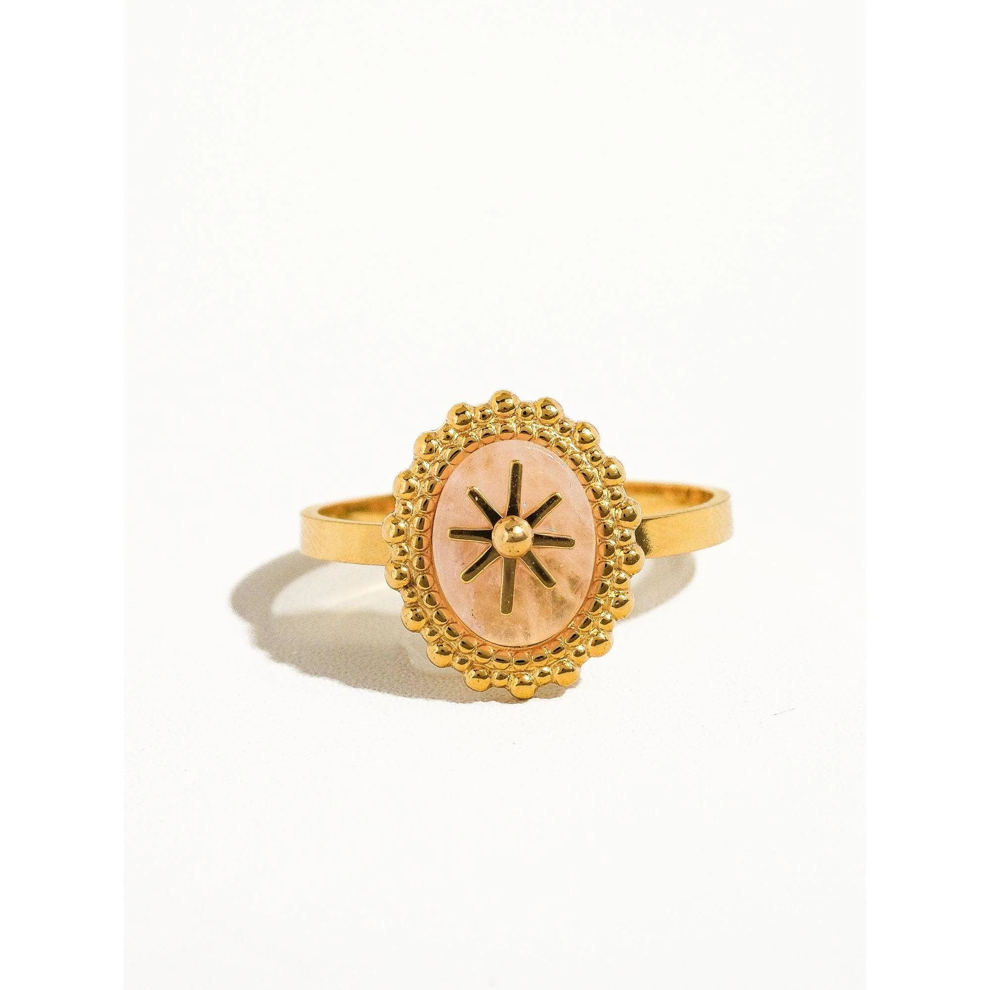 Gypsy Rose 14K Gold Adjustable Round Stone Ring | Gold Plated Stainless Steel Statement Ring, Nickel-Safe - Image 5