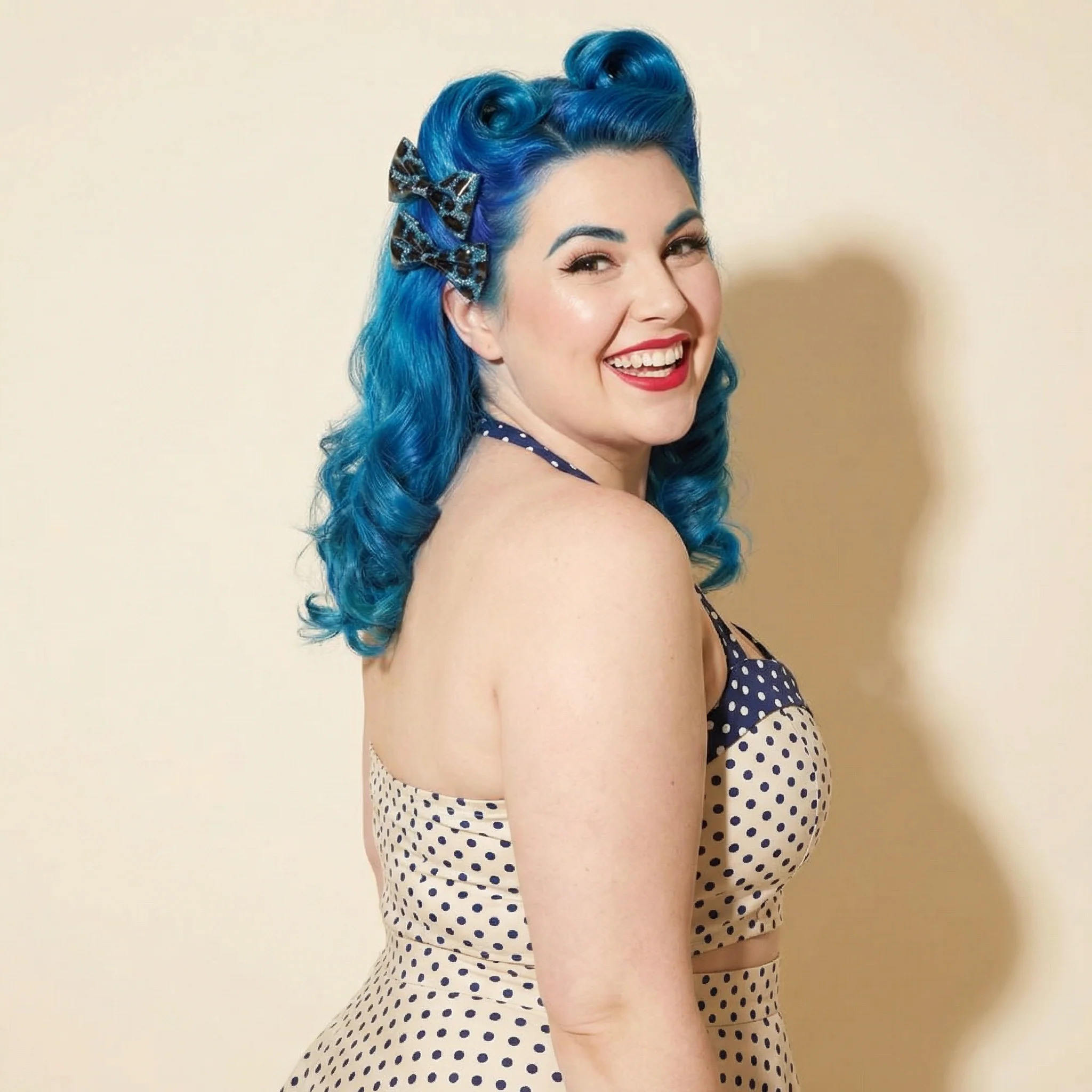 Sourpuss Blue Leopard Glitter Hair Bows Set of 2 | Rockabilly Hair Accessories Leopard Print Hair Clips - Image 6