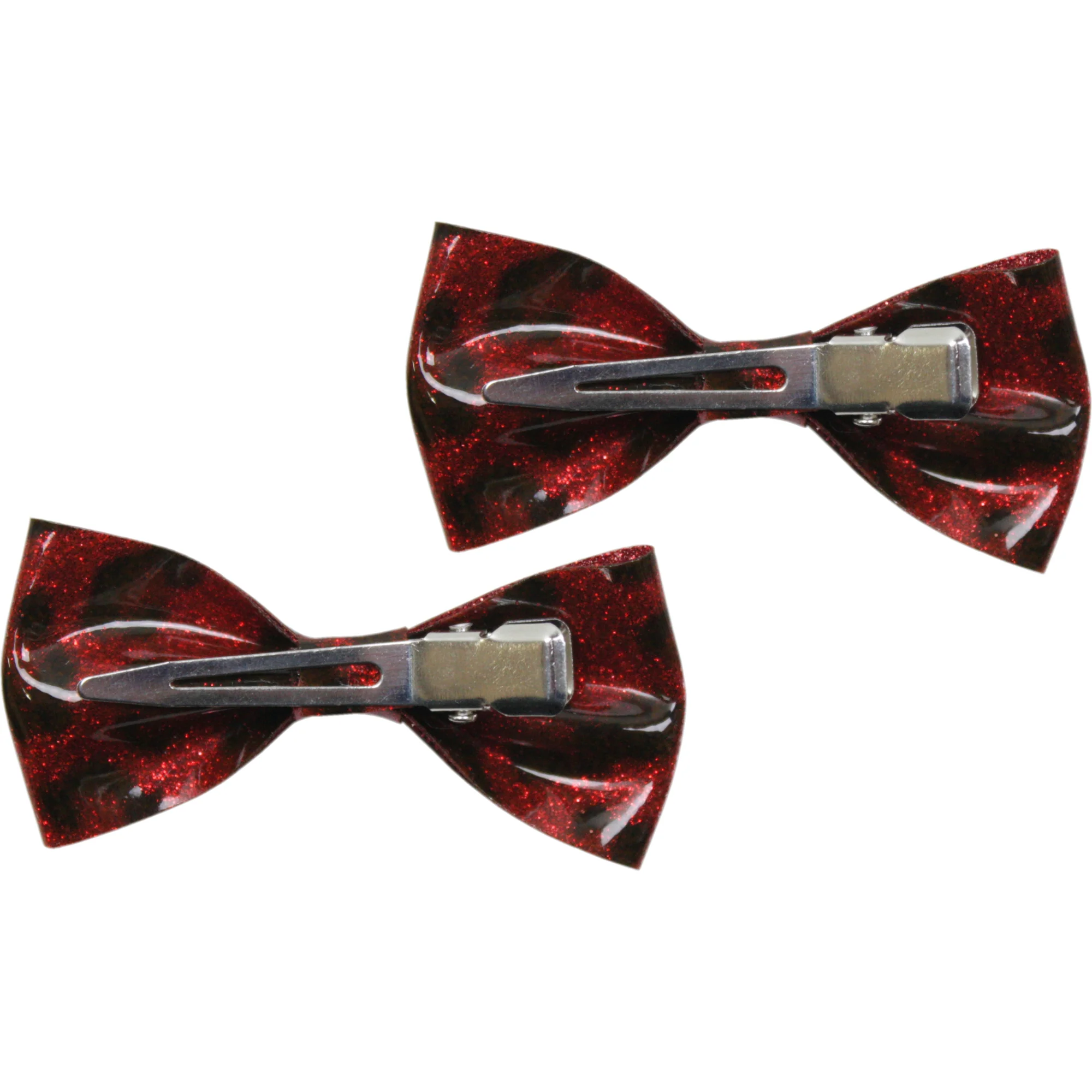 Sourpuss Red Leopard Glitter Hair Bows Set of 2 | Retro Rockabilly Pin-Up Hair Clips - Image 4