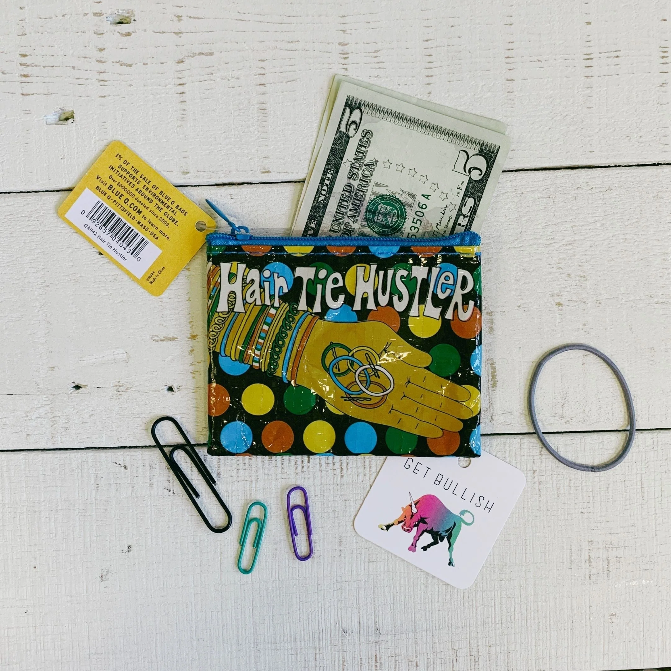 Hair Tie Hustler Coin Purse | Recycled Material Wallet Pouch | 3" x 4" | BlueQ at GetBullish - Image 5