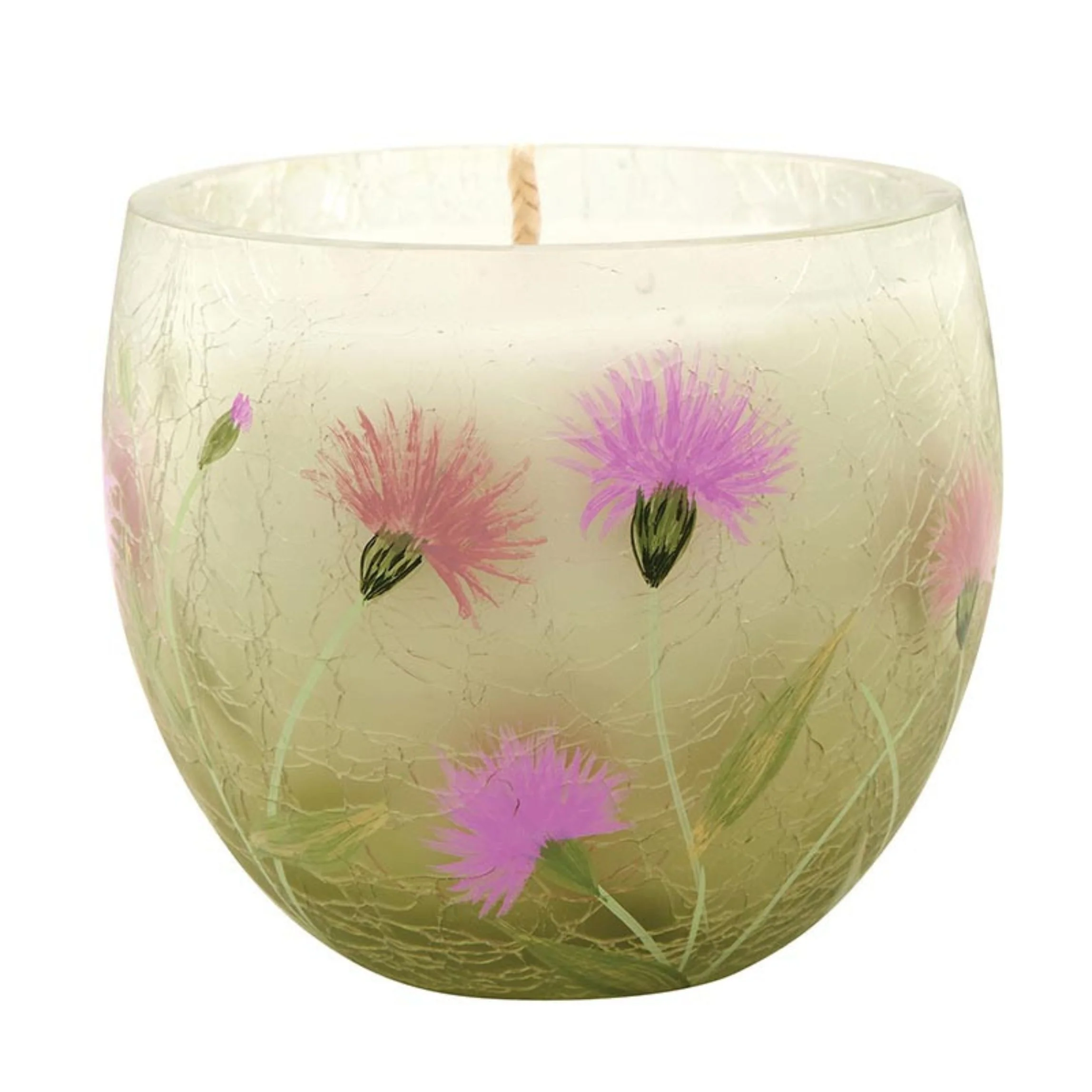Hand Painted Floral Candle | Volcano Scented Glass Candle - Image 2