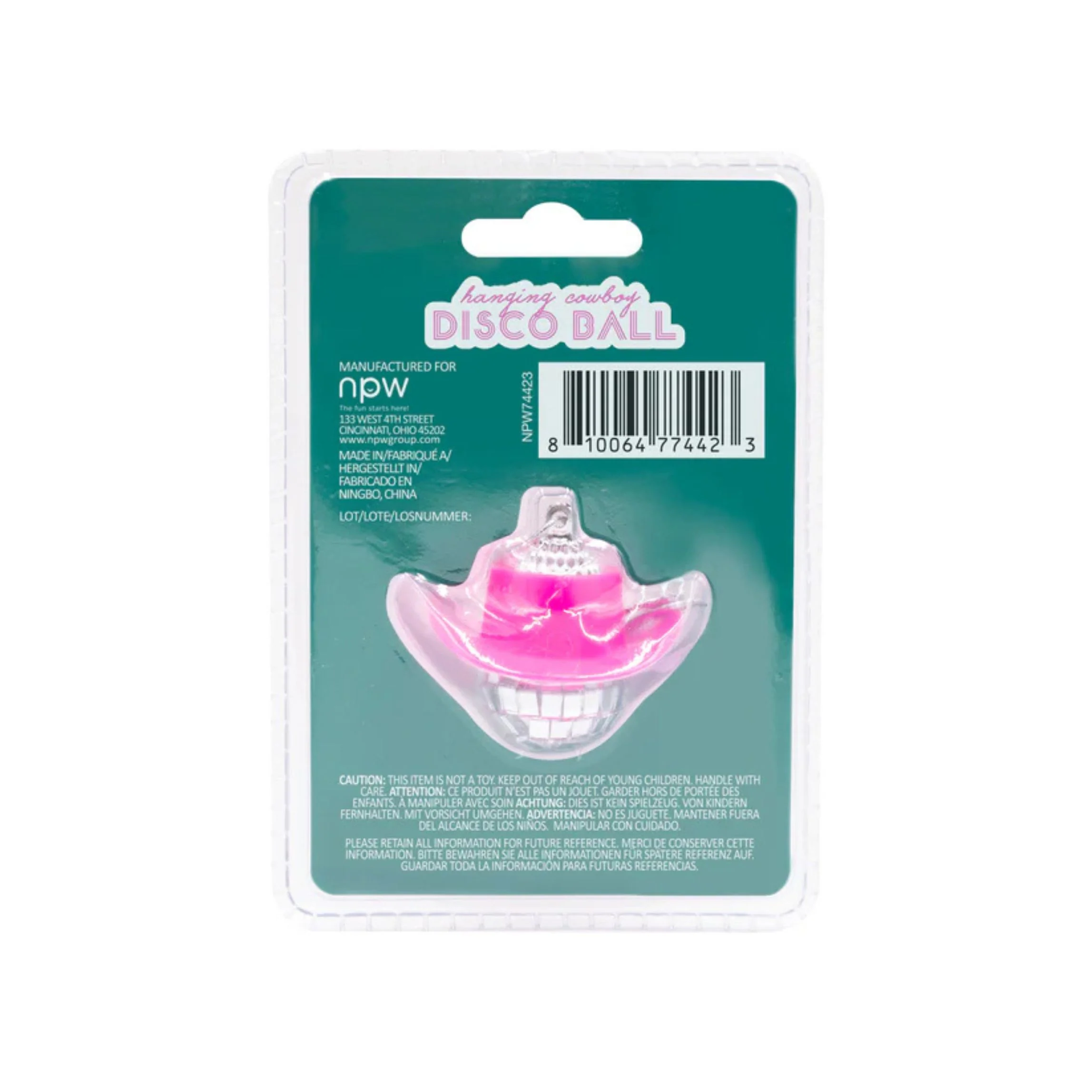 Hanging Cowboy Disco Ball | Pink Cowgirl Hat Rearview Mirror Charm - Image 6