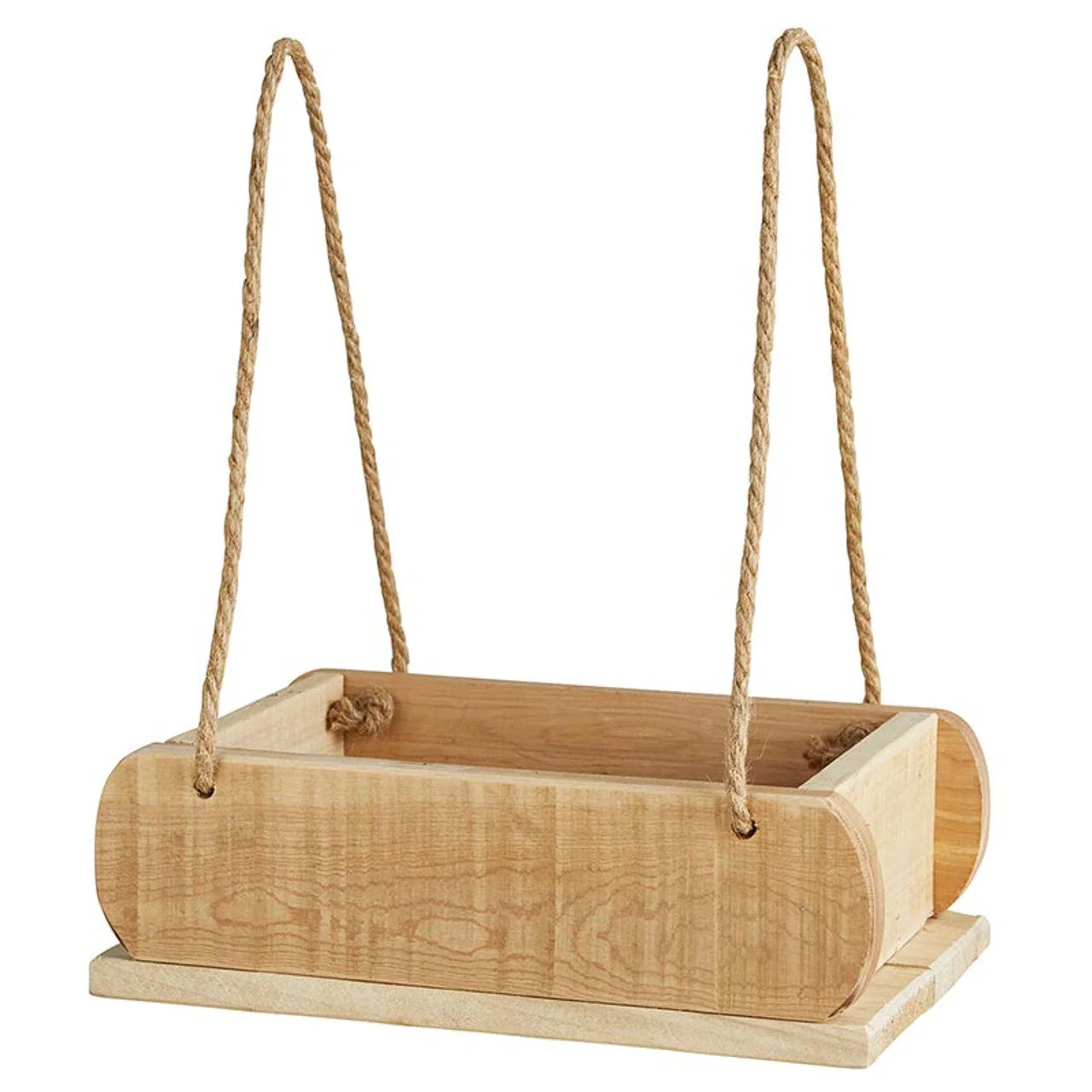 Hanging Wood Planter with Twine Rope Hanging Loops | 12"L x 7"W x 4"H - Image 2
