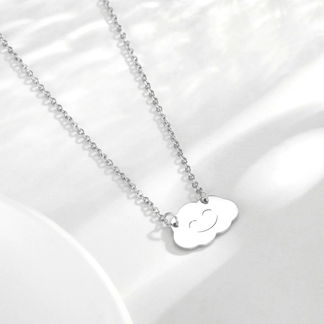 Happy Cloud Minimalist Necklace in Silver or Gold - Image 4