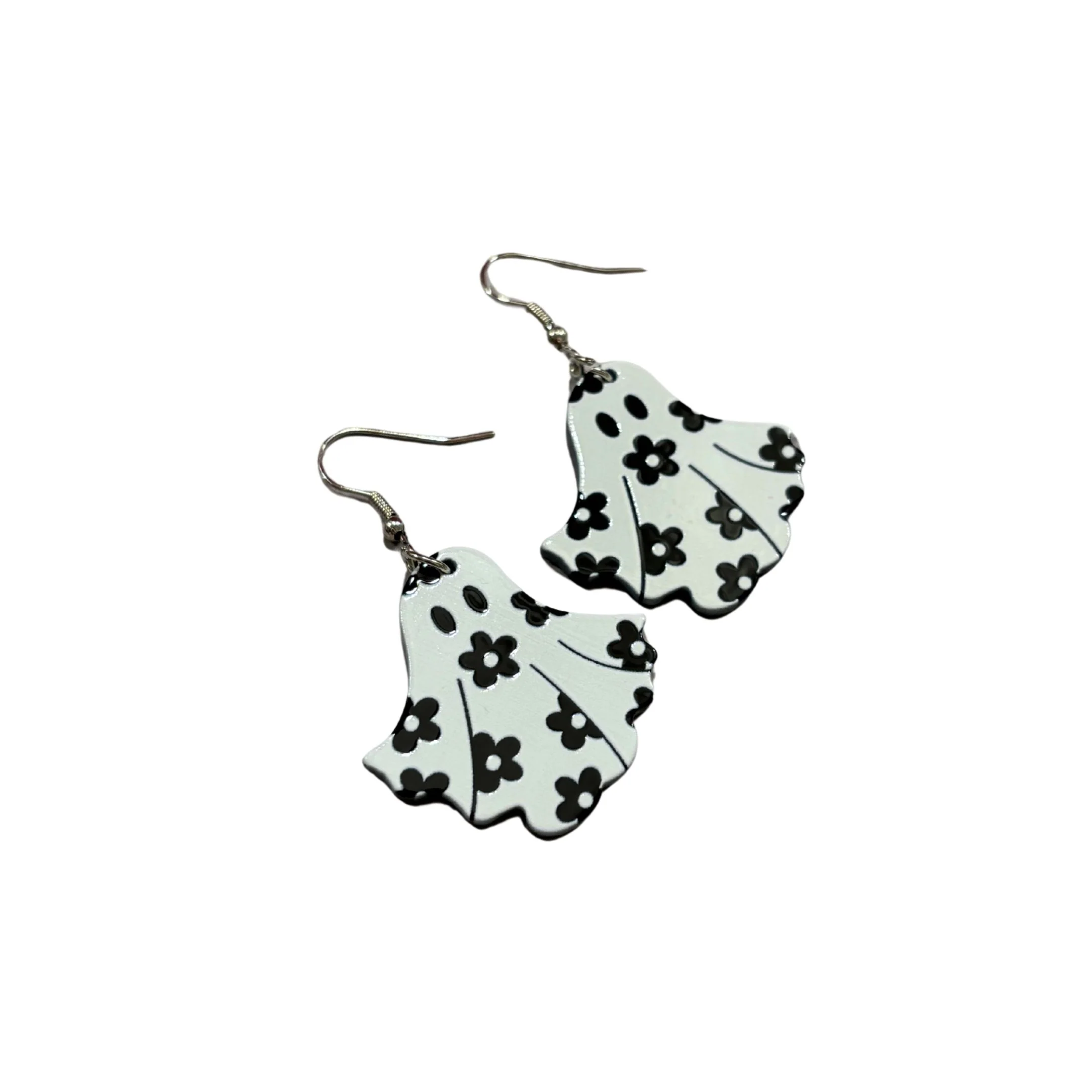 Happy Flora Ghost Earrings | Cute Spooky Whimsigoth Acrylic Jewelry Gift for Her - Image 4