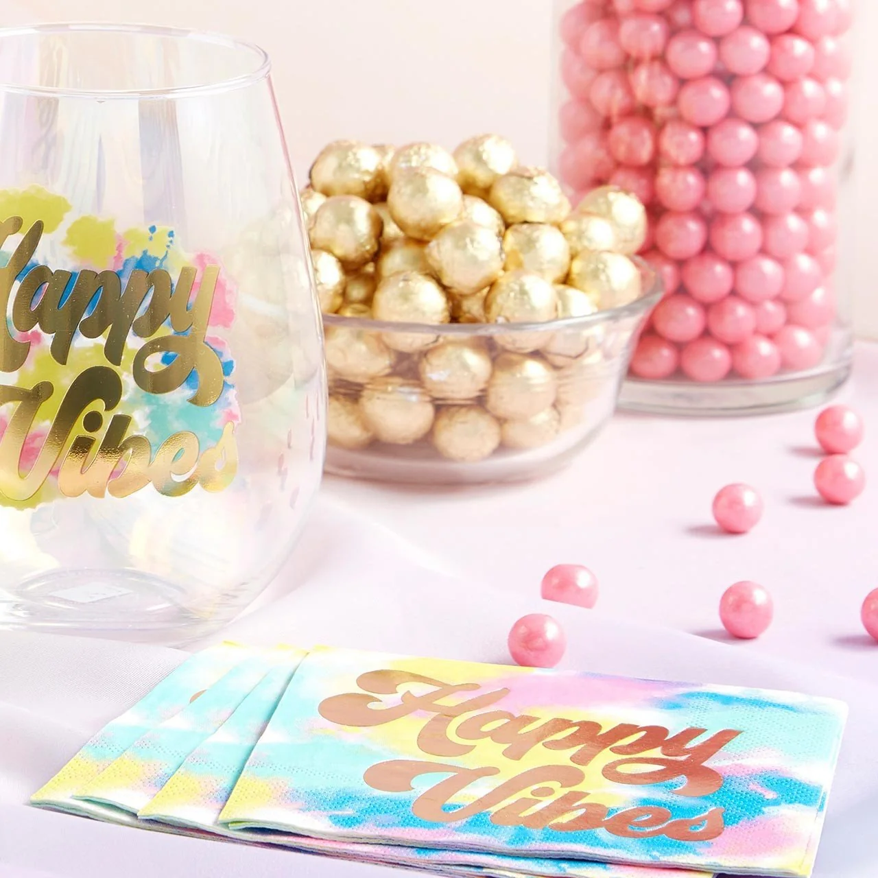 Happy Vibes Coaster Mug and Cocktail Napkin Bundle | Giftable Drinkware Set - Image 3
