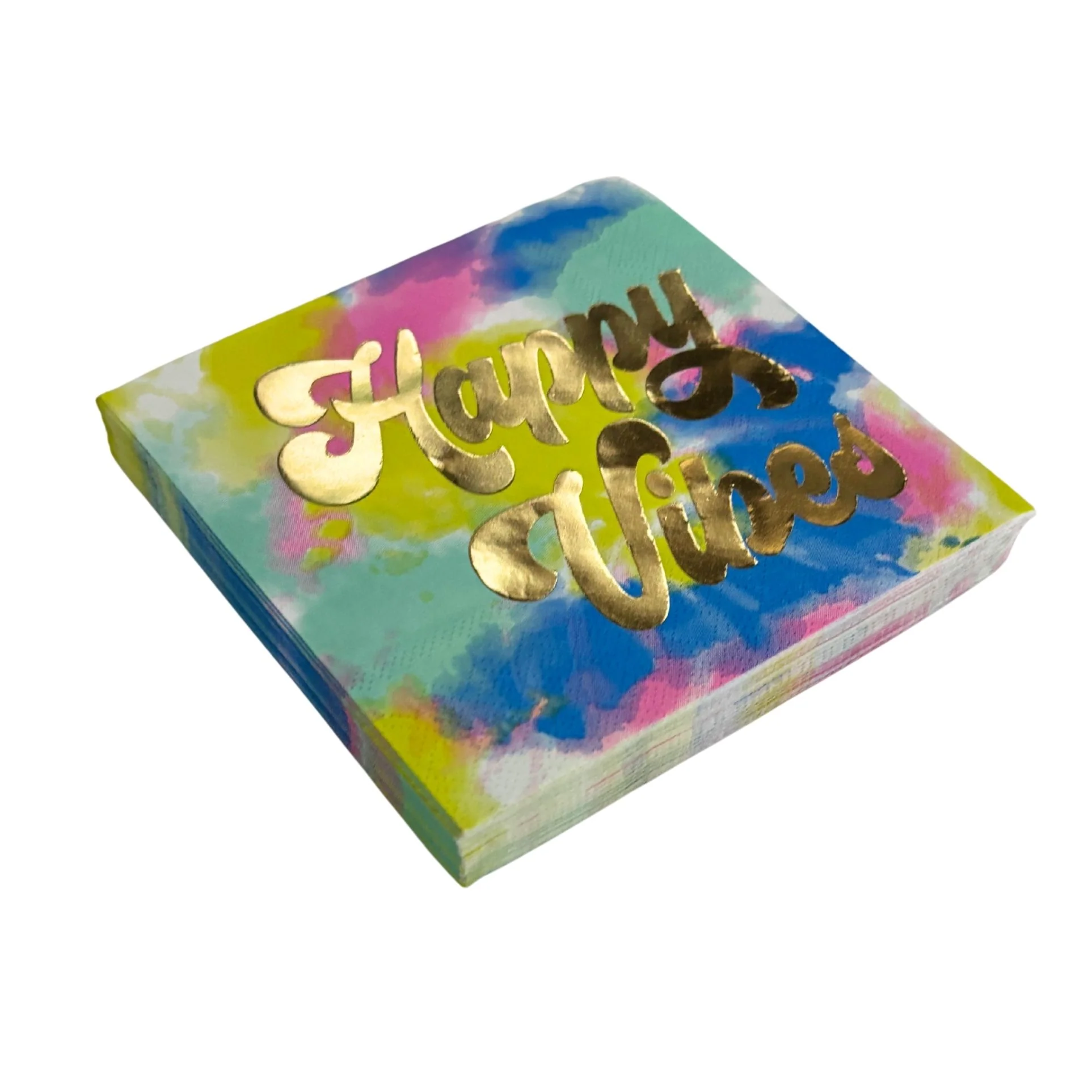 Happy Vibes Gold Foil Party/Beverage/Cocktail Napkins | 5" Square - Image 6