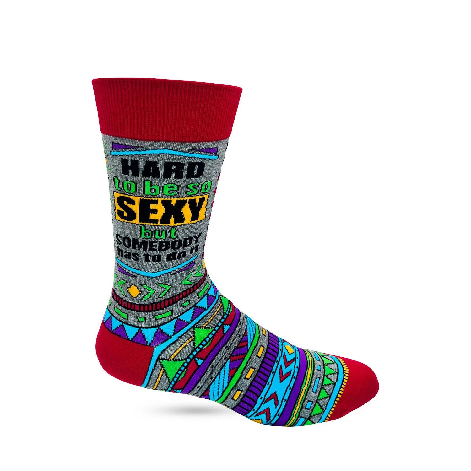 Men's Hard to Be Sexy But Somebody Has to Do It Novelty Crew Socks - Image 3