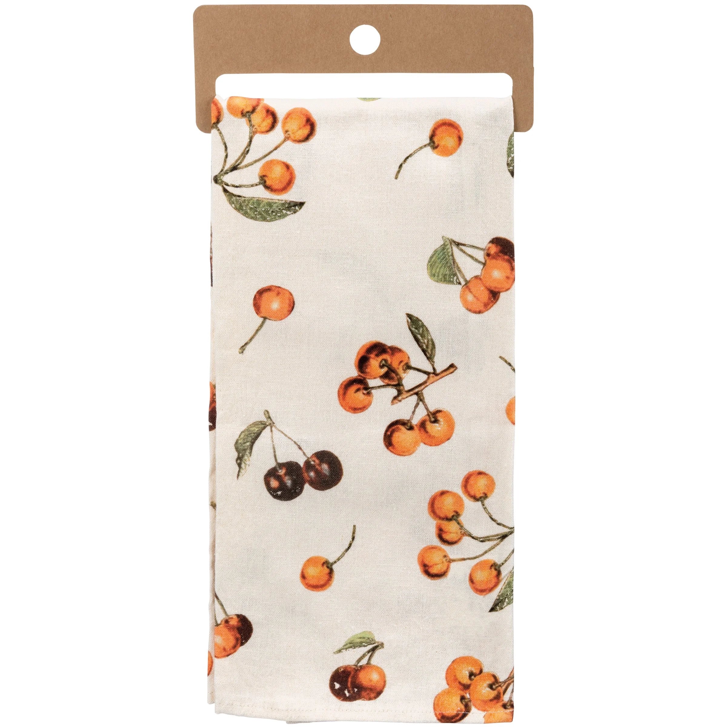 Have A Cherry Sweet Day Funny Dish Cloth Towel | Cotton and Linen | Embroidered Text | 18" x 28" - Image 3