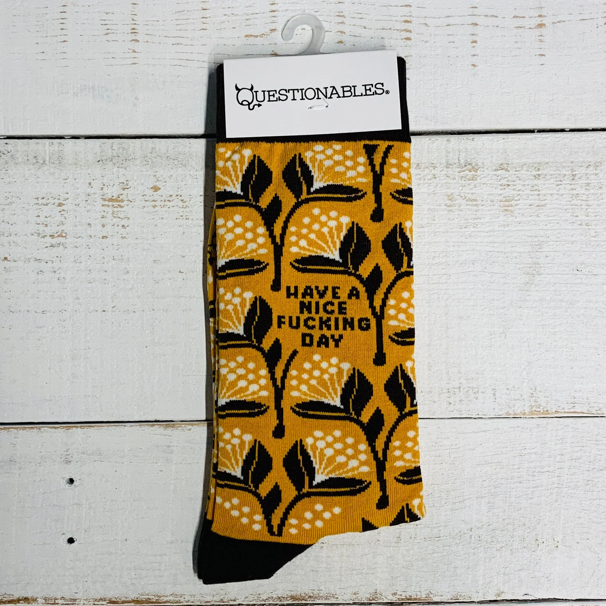 Have A Nice Fucking Day Socks | Floral Pattern - Image 5