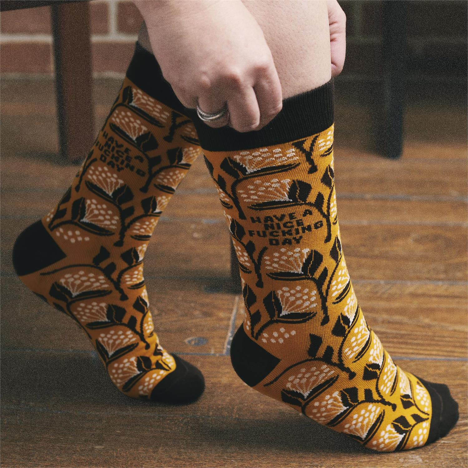 Have A Nice Fucking Day Socks | Floral Pattern - Image 7
