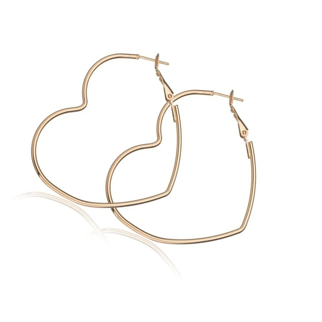 Heart Shaped Hoop Earrings (Silver or Gold) - Image 9