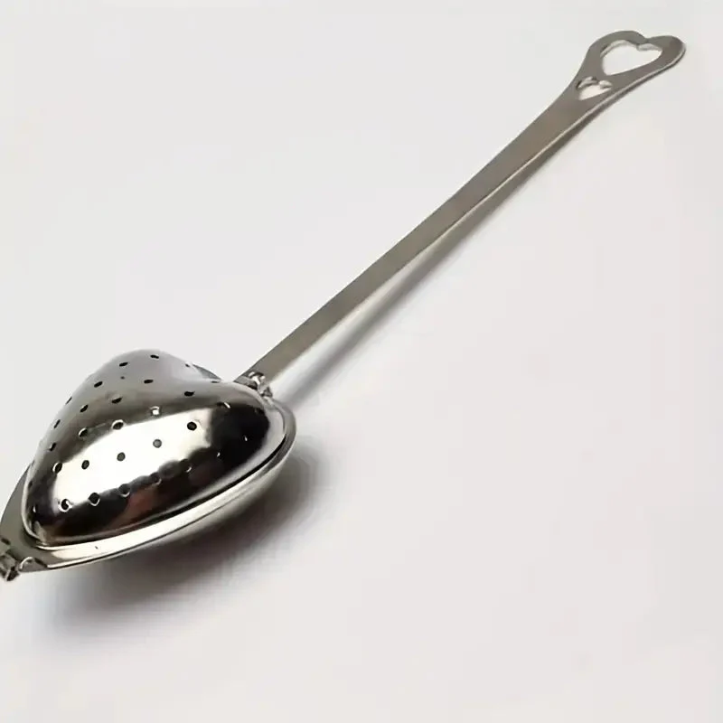 Heart-Shaped Stainless Steel Tea Strainer, Chai Infuser in Gold or Silver | Tea Drain Steeper | 1.57" x 5.5" - Image 4