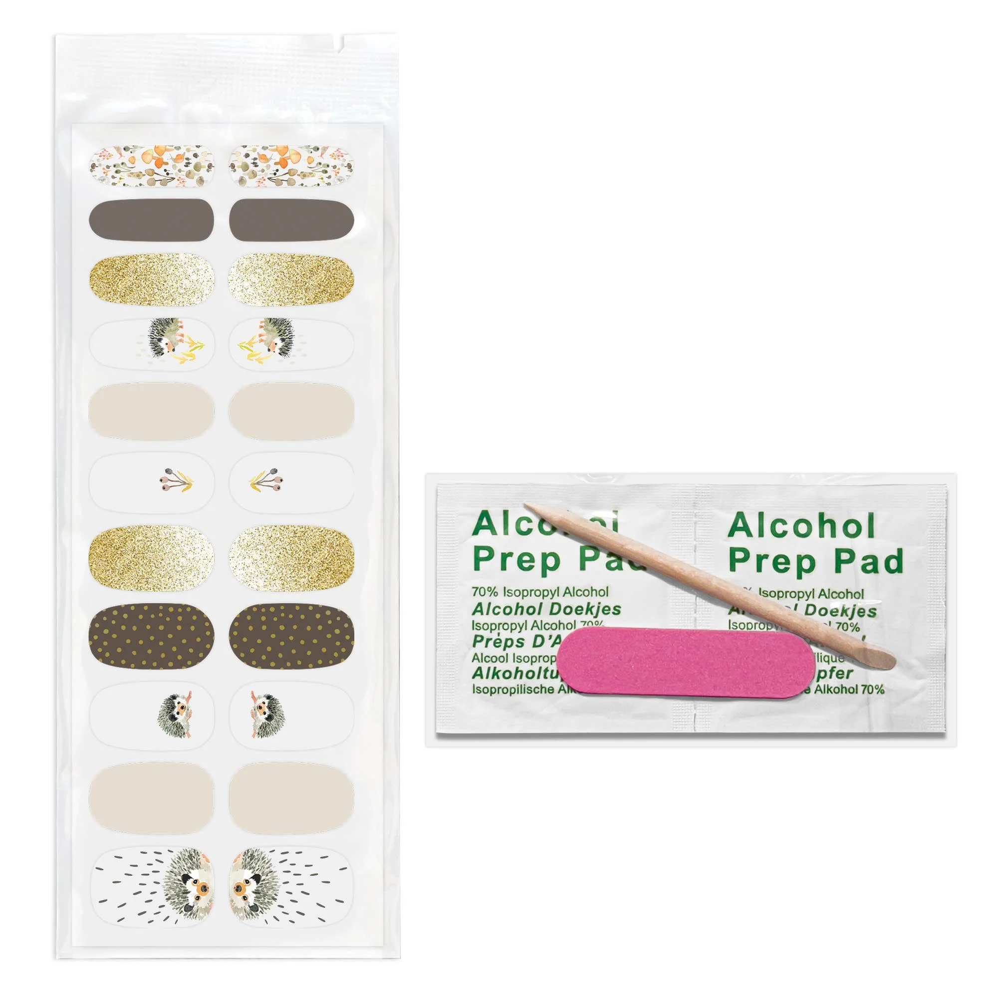 Hedgehogs Nail Wrap Kit | Porcupine Nail Care Arts Tools Accessories | On-the-go Travel Kit - Image 4