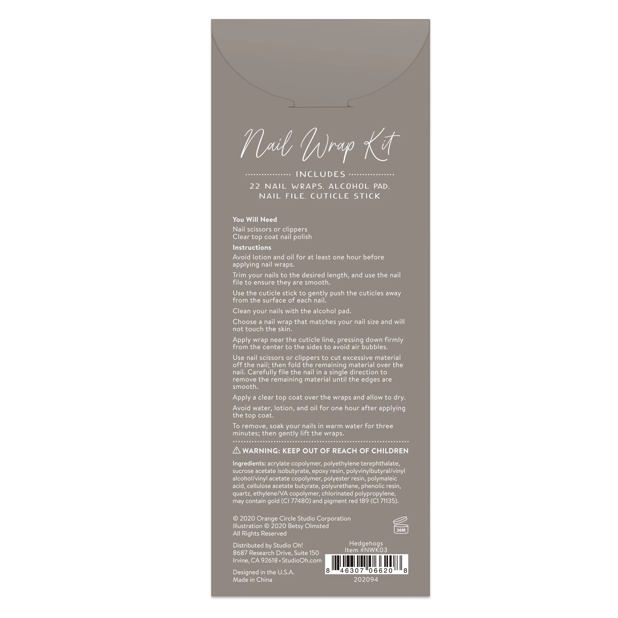 Hedgehogs Nail Wrap Kit | Porcupine Nail Care Arts Tools Accessories | On-the-go Travel Kit - Image 5