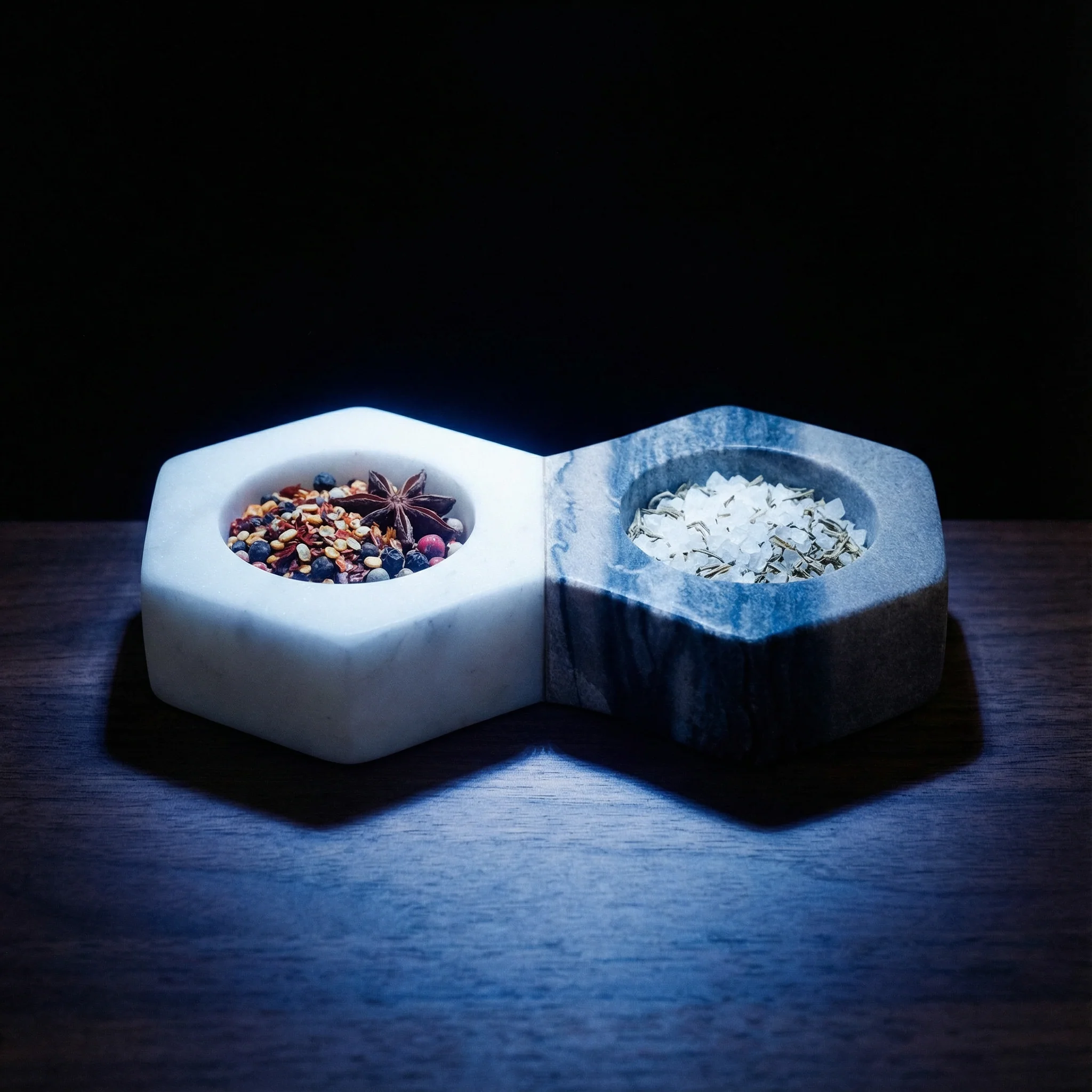 Heirloom White Slate Marble Divided Tray | Spices Seasonings Trinkets Hexagon Tray - Image 4
