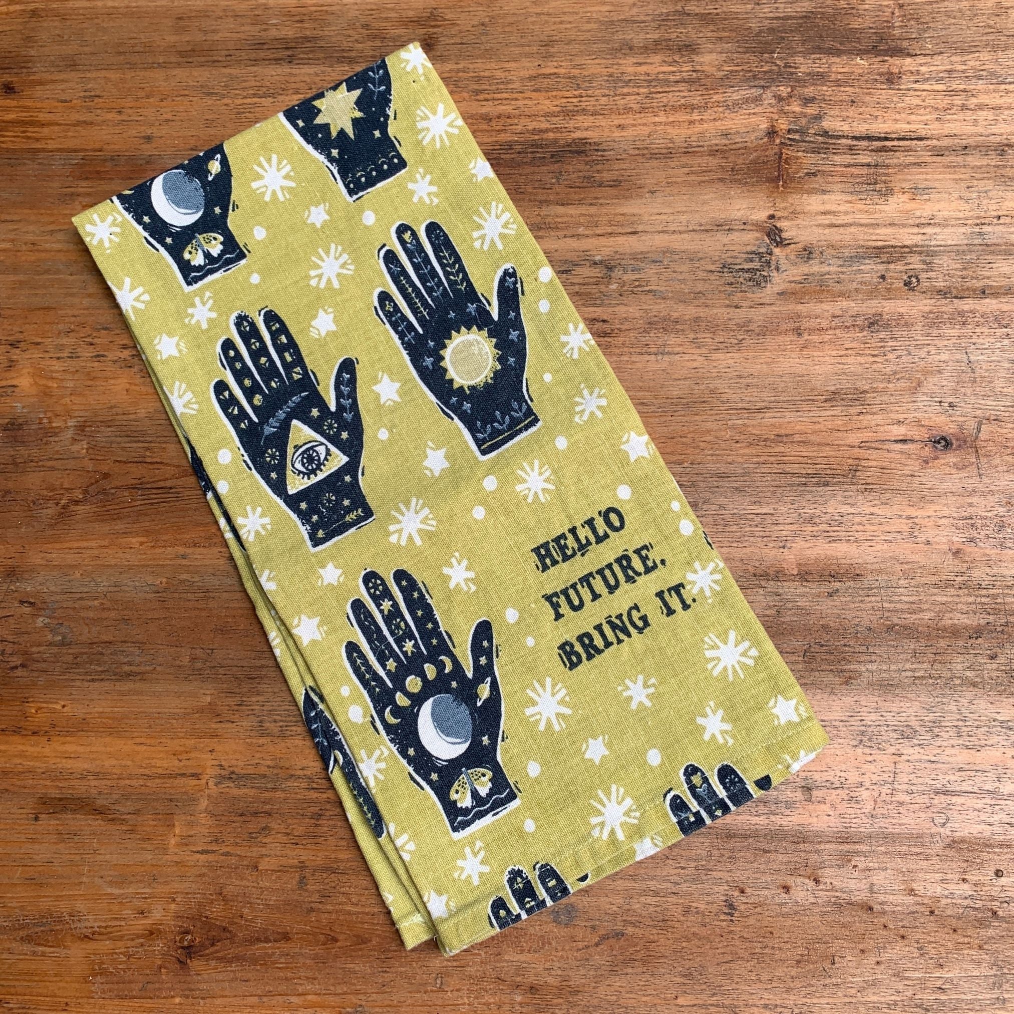 Hello Future Bring It Mystical Hand Dish Cloth Towel | All-Over Astrology Design | 20" x 26" - Image 2