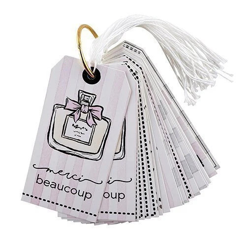 Merci Beaucoup Gift Tag Book | 24 Pretty Cardstock Tags | Clink Clink, Hey Sugar, Bravo, Happy Birthday, Etc.