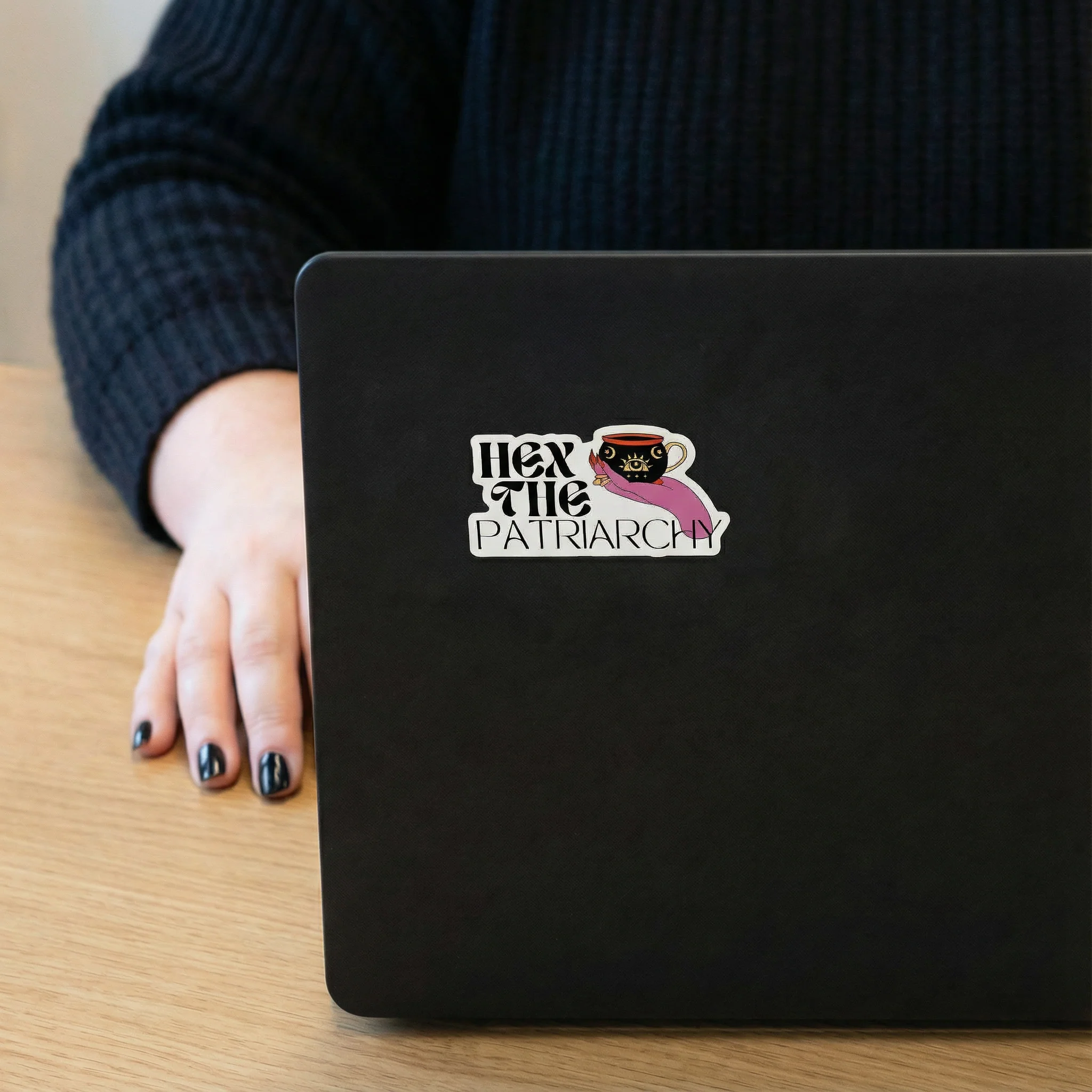 Hex The Patriarchy Feminist Witchy Vinyl Sticker - Image 2