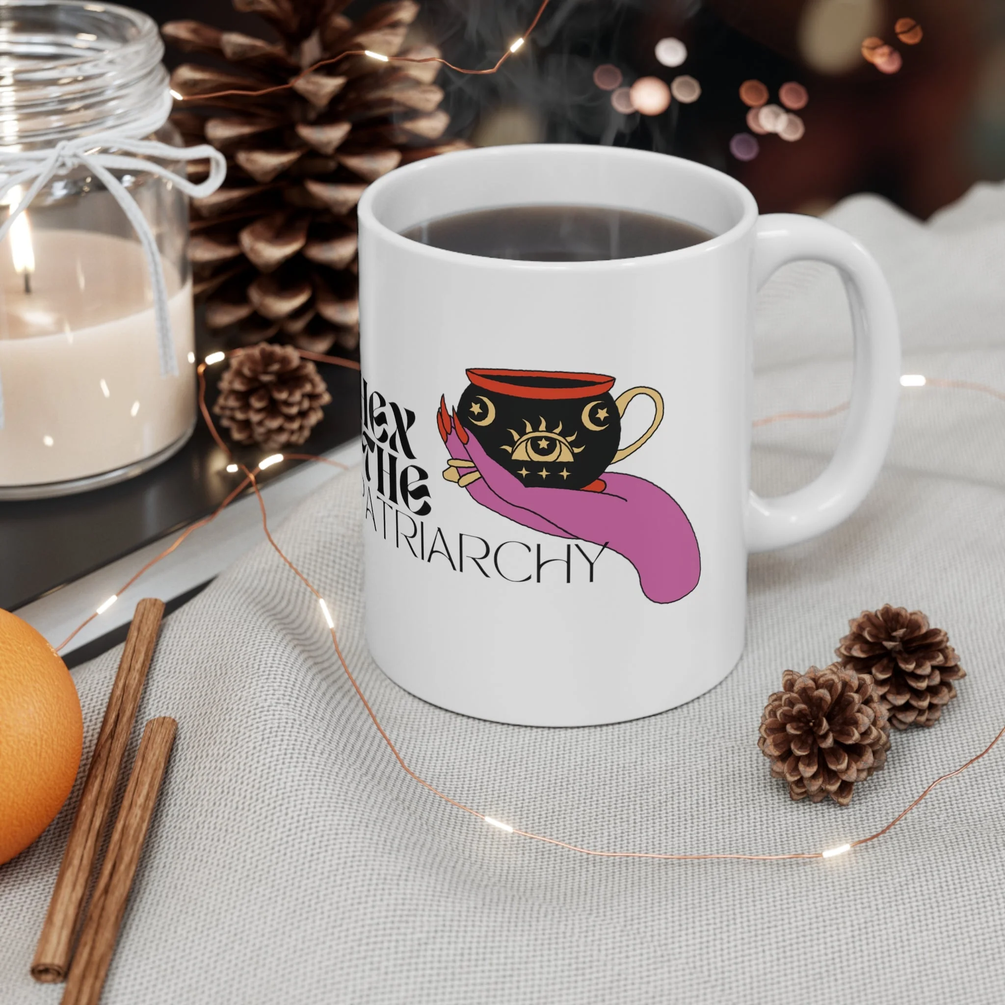 Hex the Patriarchy Ceramic Mug 11oz - Image 5