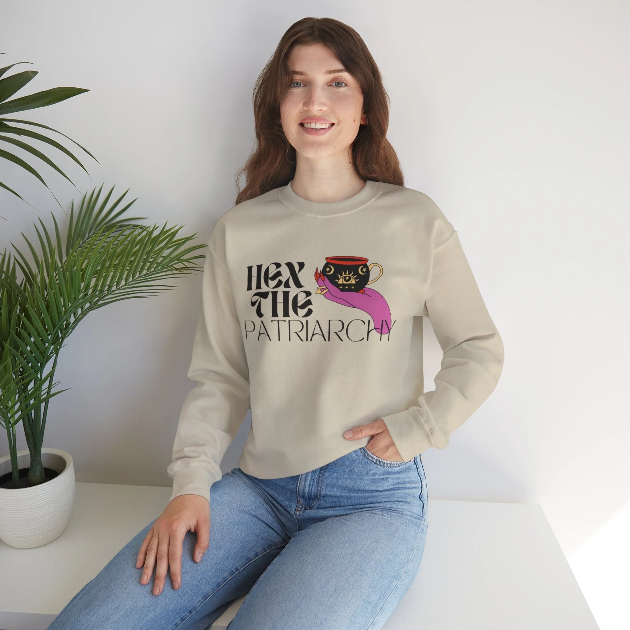 Hex the Patriarchy Unisex Heavy Blend™ Crewneck Sweatshirt Sizes SM-5XL | Plus Size Available - Image 3