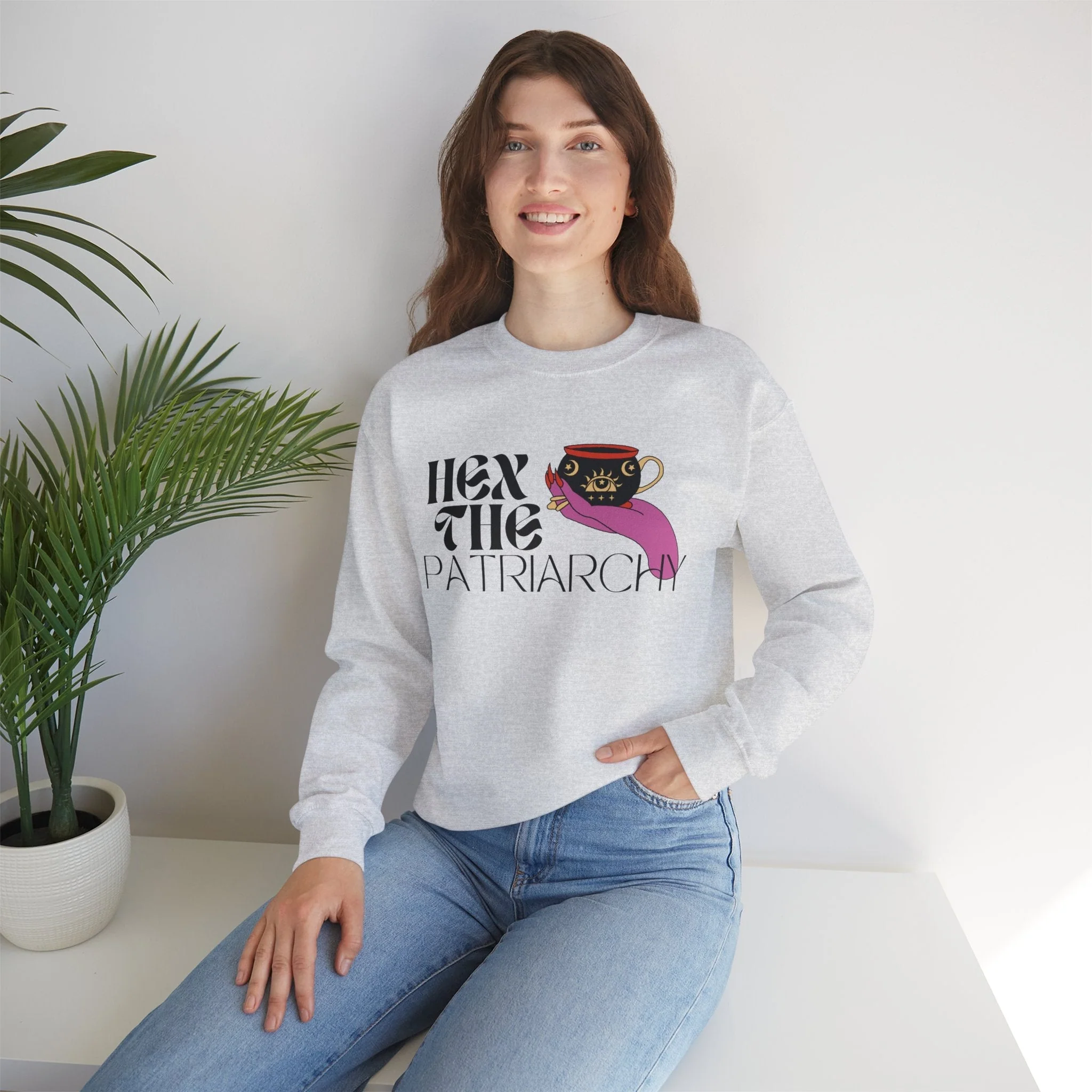 Hex the Patriarchy Unisex Heavy Blend™ Crewneck Sweatshirt Sizes SM-5XL | Plus Size Available - Image 4