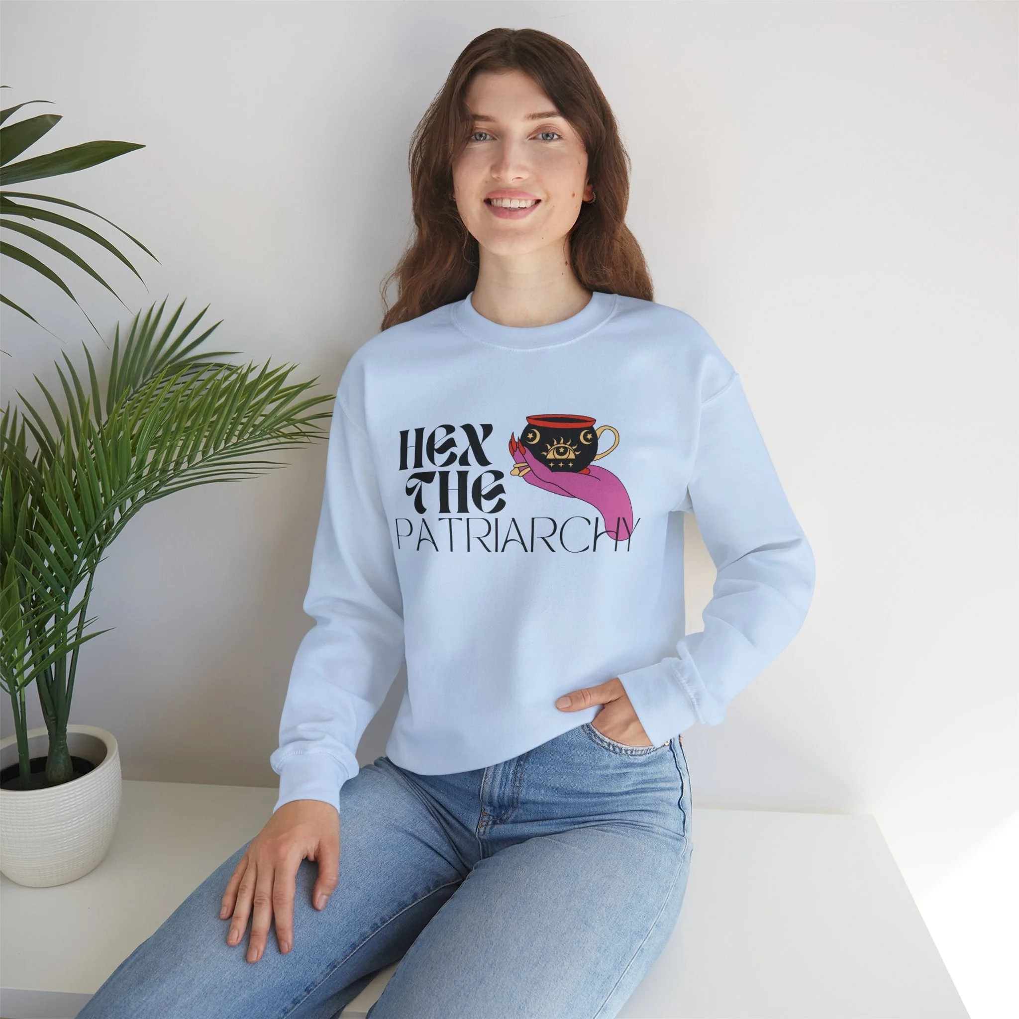 Hex the Patriarchy Unisex Heavy Blend™ Crewneck Sweatshirt Sizes SM-5XL | Plus Size Available - Image 5