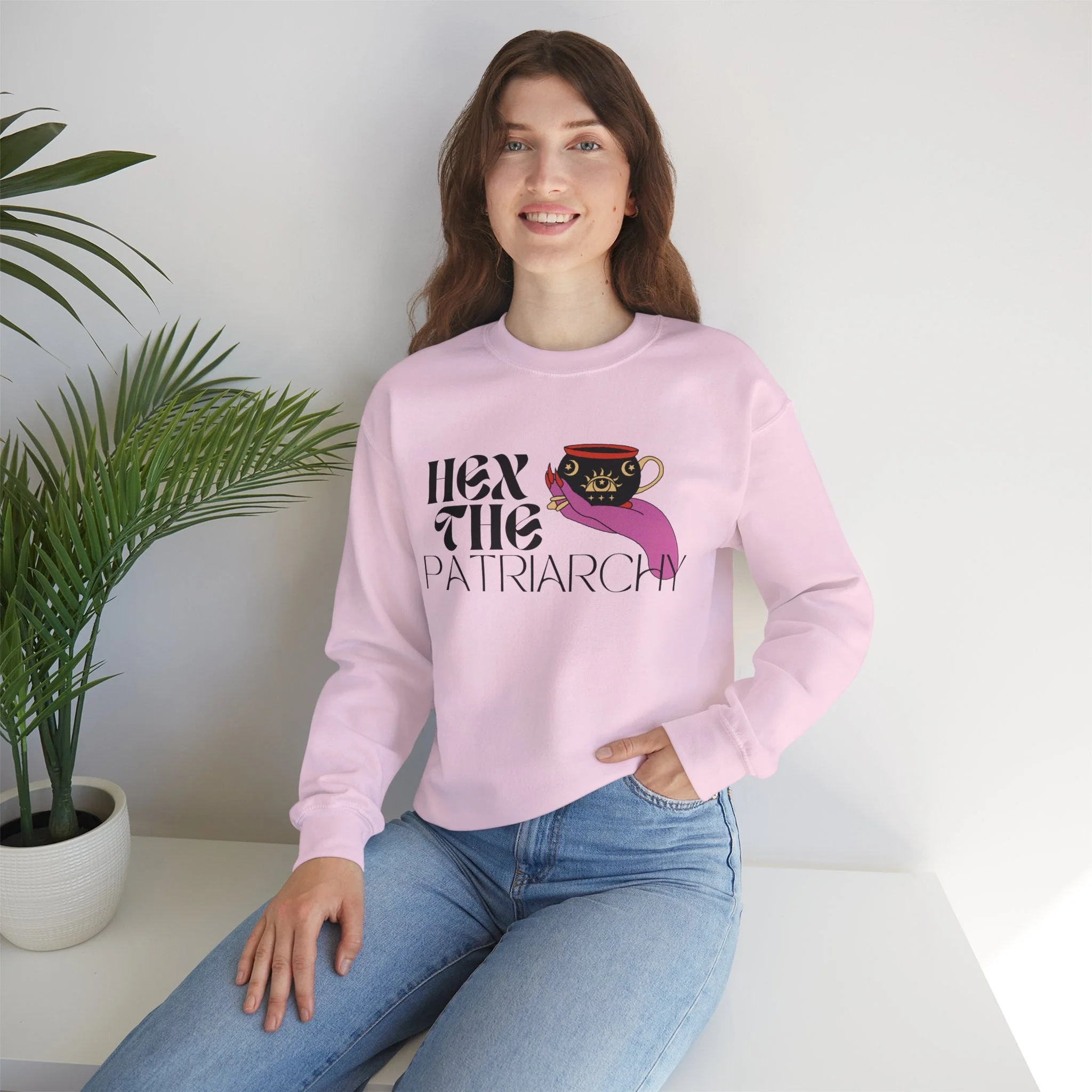 Hex the Patriarchy Unisex Heavy Blend™ Crewneck Sweatshirt Sizes SM-5XL | Plus Size Available - Image 6