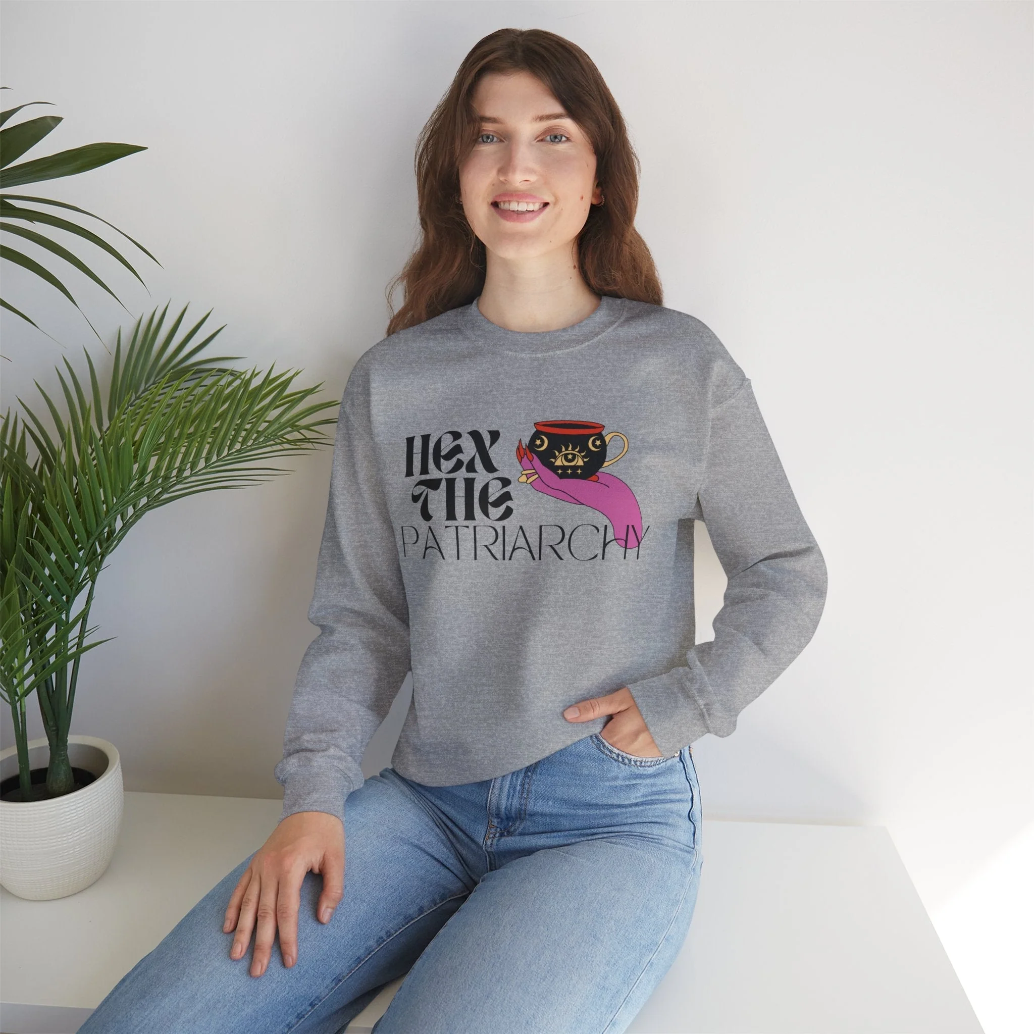 Hex the Patriarchy Unisex Heavy Blend™ Crewneck Sweatshirt Sizes SM-5XL | Plus Size Available - Image 7