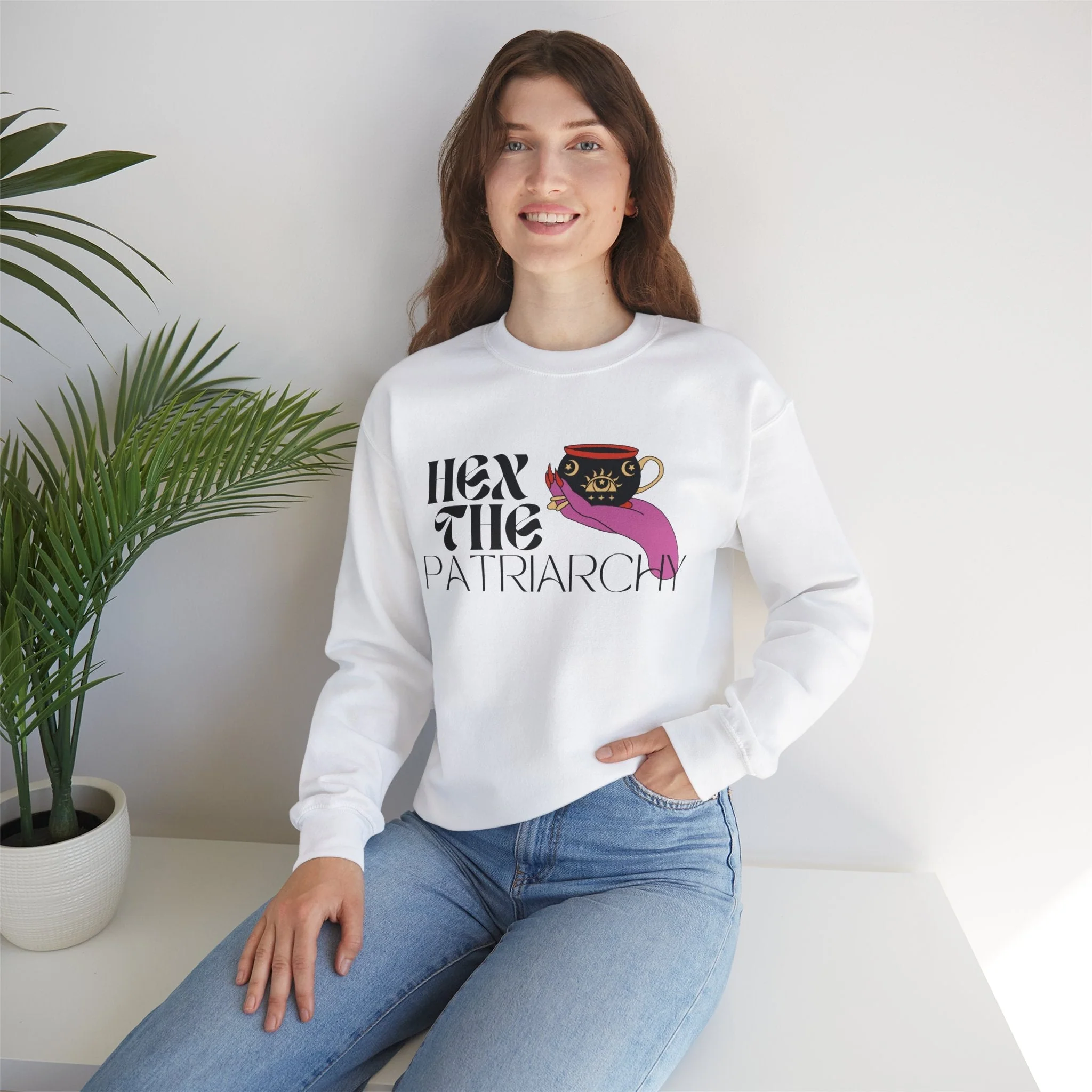 Hex the Patriarchy Unisex Heavy Blend™ Crewneck Sweatshirt Sizes SM-5XL | Plus Size Available - Image 8