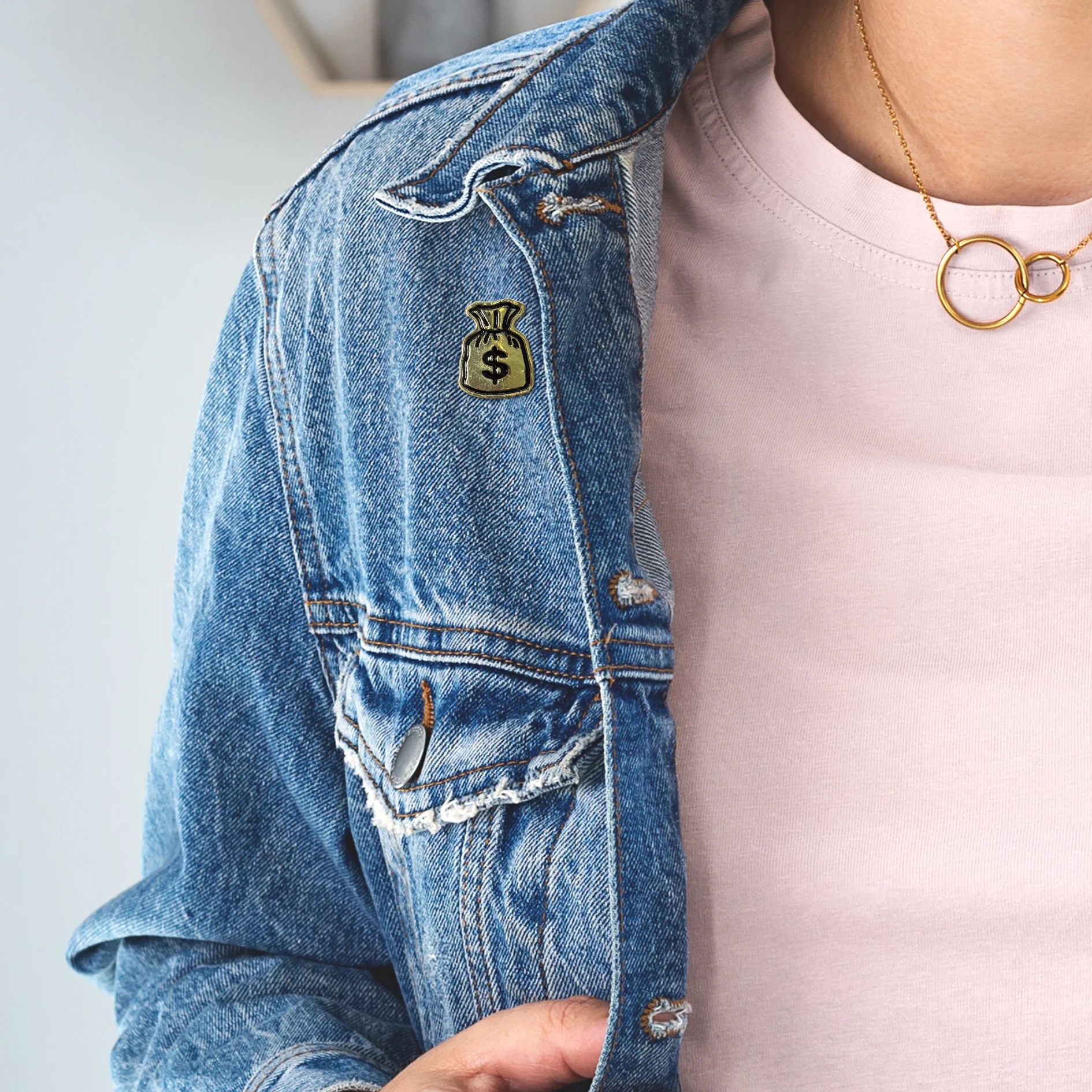 Hey There, Moneybags Gold Pin Brooch - Image 2
