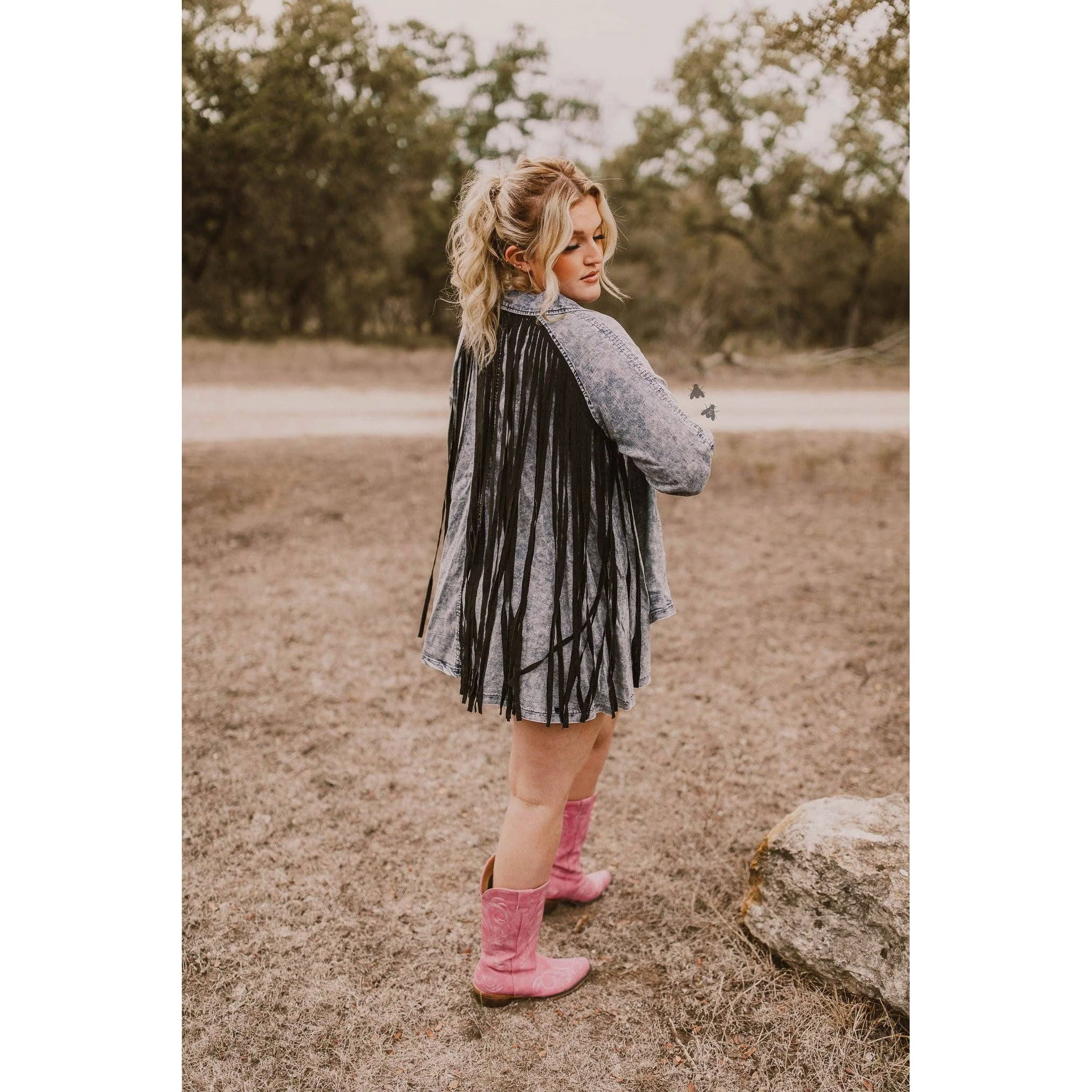 S-2X Hidalgo Falls Denim Jacket with Fringe Details - Image 6