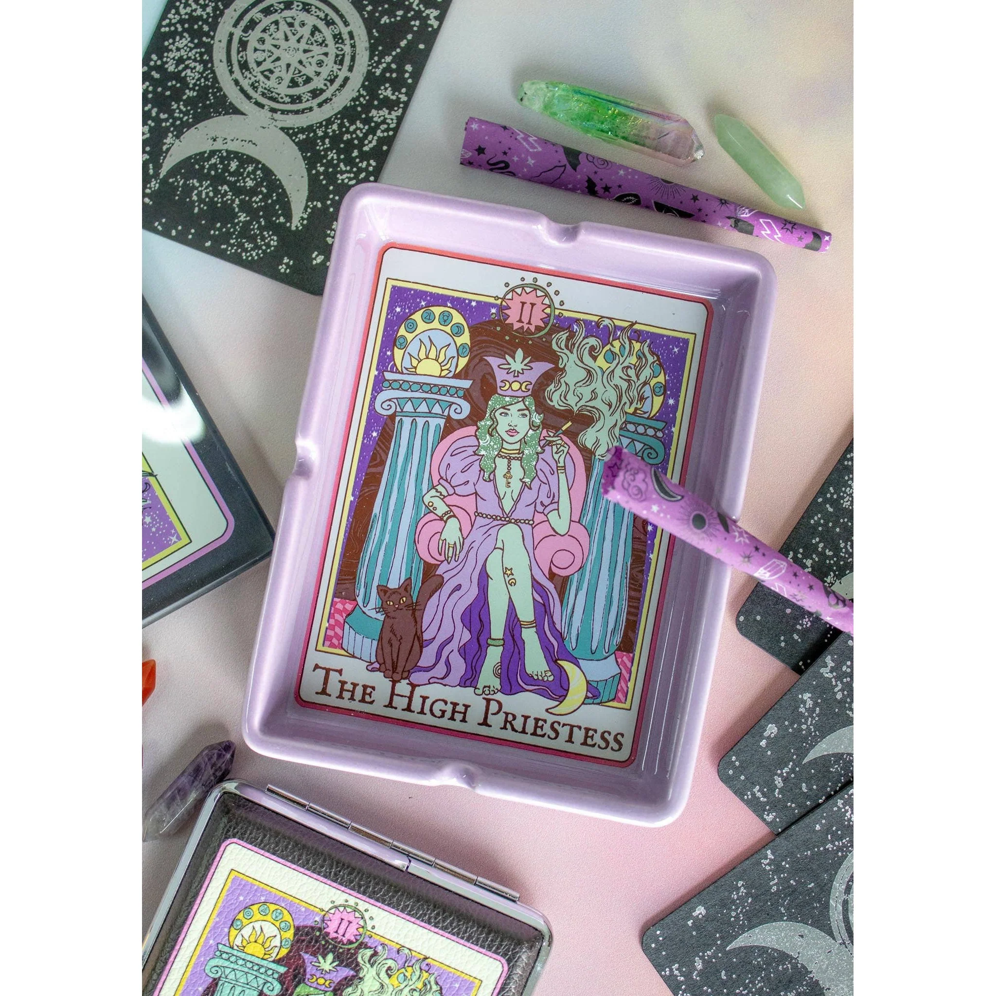 High Priestess Tarot Card Ashtray | Smokers Ceramic Ashbin | 4" x 5.5" - Image 2