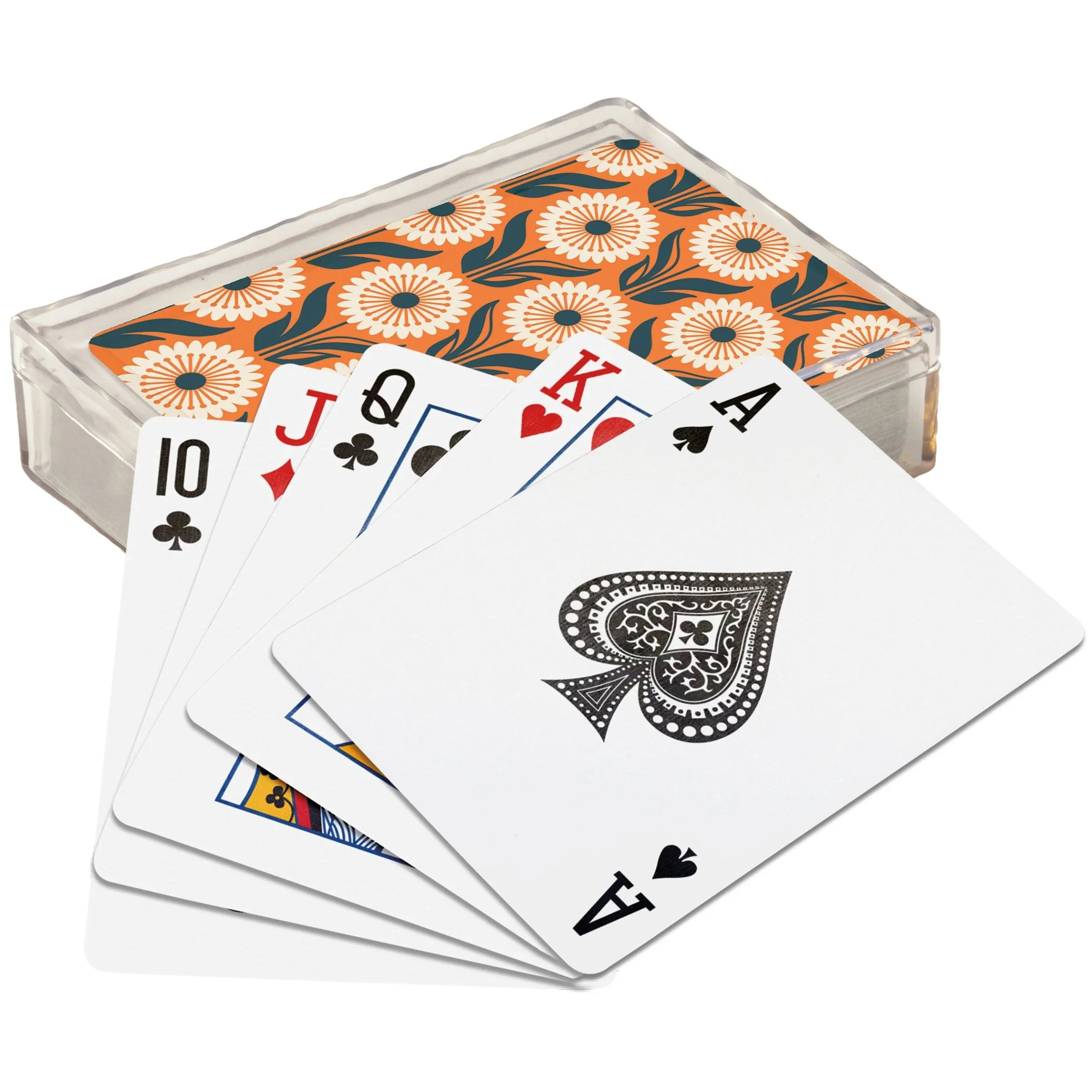 Hippie Daisies Playing Cards | Floral Pattern Deck with Acrylic Case (54 Cards) - Image 2