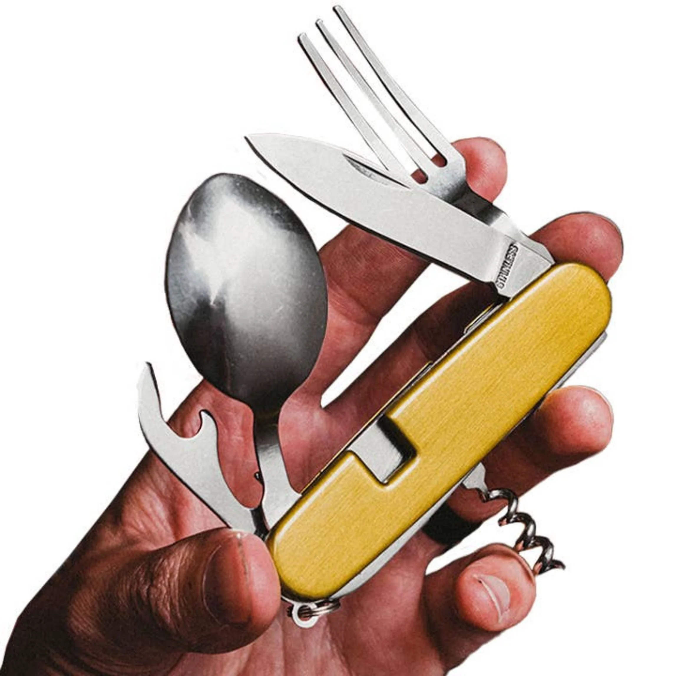 7-in-1 Hobo Knife Camp Cutlery Multi-Tool | Camping Utensil with Fork Spoon Knife - Image 3