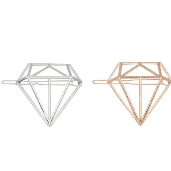 Geometric Hollow Diamond Barrette (Gold or Silver) - Image 2