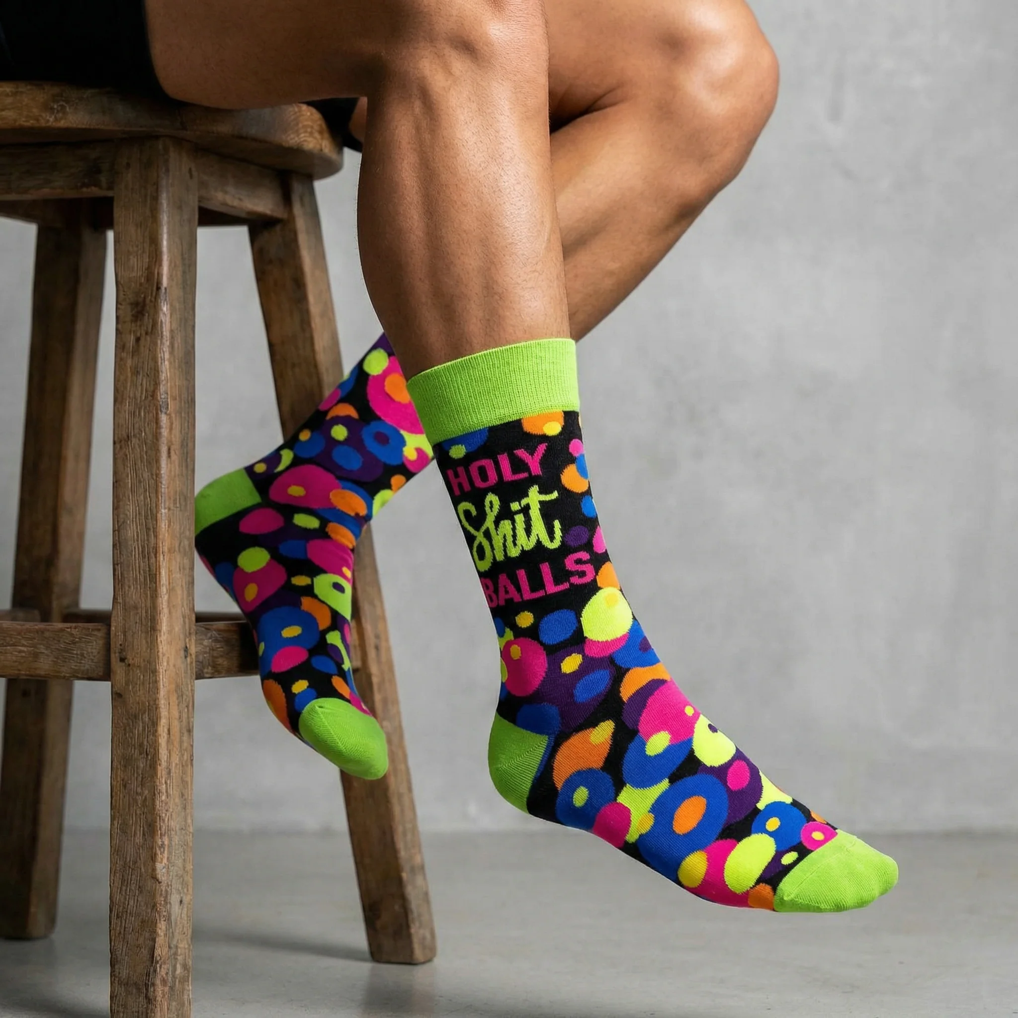 Men's Holy Shit Balls Novelty Crew Socks - Image 7