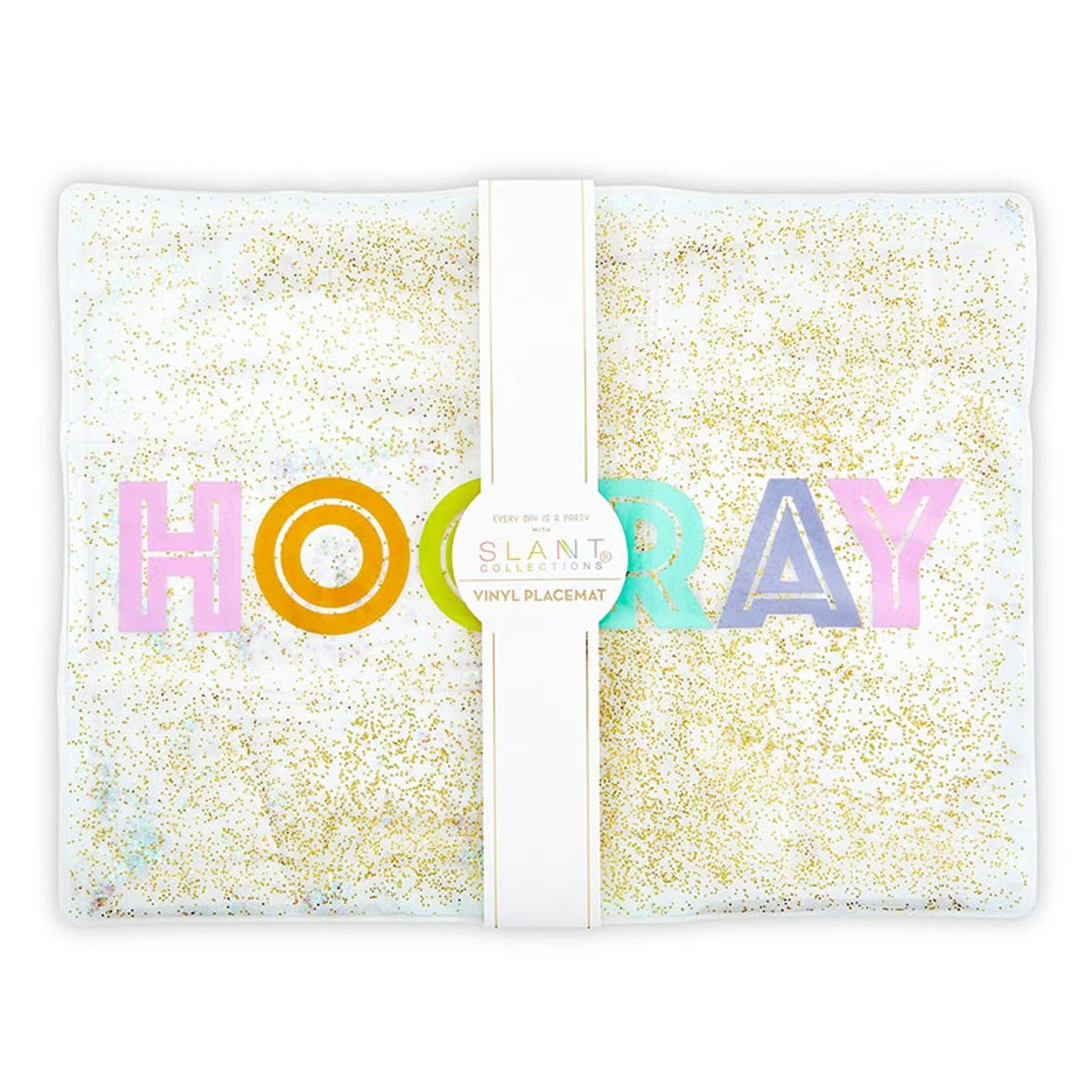 Birthday Girl/Boy "Hooray" Glitter Confetti Single Placemat | Reusable Vinyl Table Place Mat for Birthday Parties - Image 3