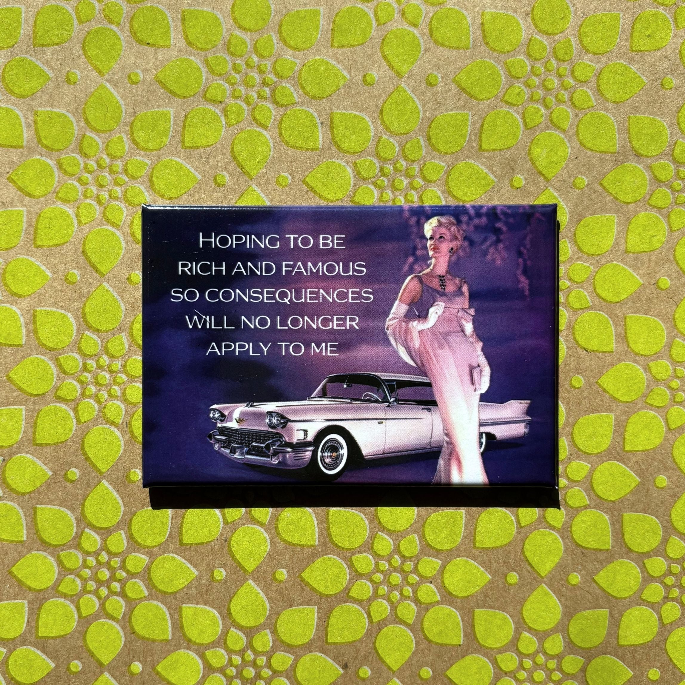 Hoping To Be Rich and Famous Rectangular Magnet | Refrigerator Magnetic Surface Decor - Image 2
