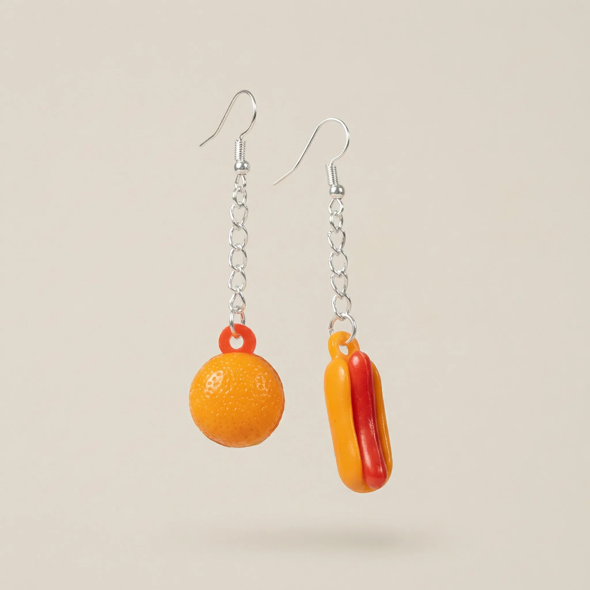 Hot Dog & Hamburger Mismatched Earrings | Vintage 70s-80s Upcycled Gumball Charms - Image 5