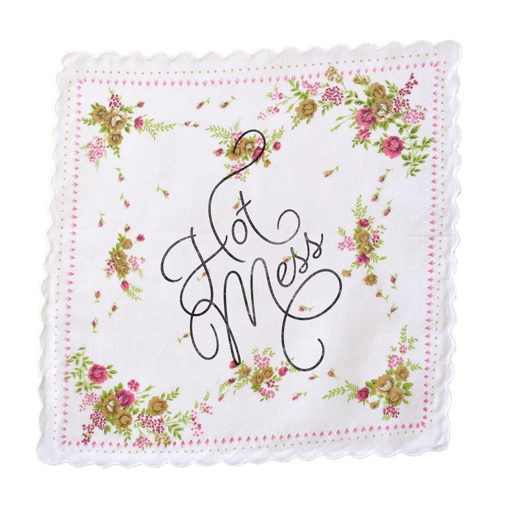 Hot Mess Hankie Retro Floral Print Cotton Handkerchief - Image 4