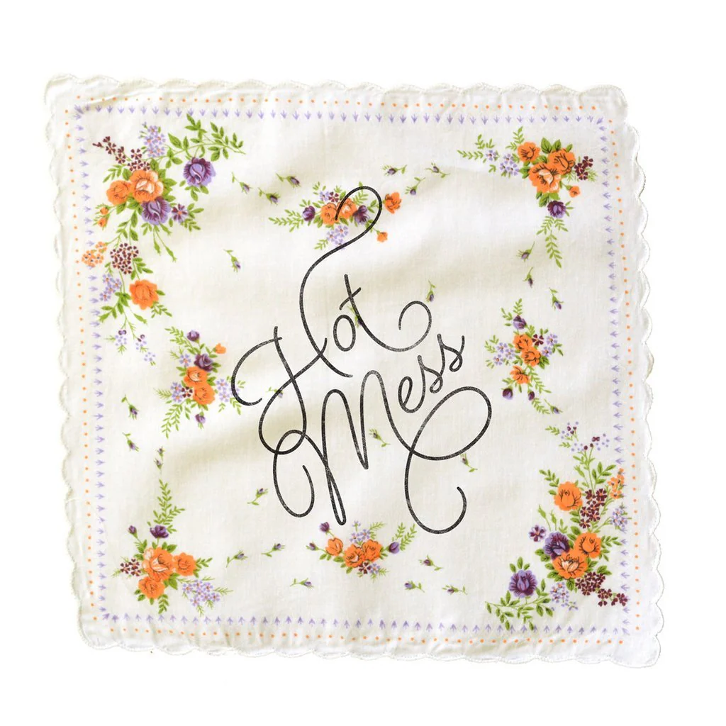 Hot Mess Hankie Retro Floral Print Cotton Handkerchief - Image 5