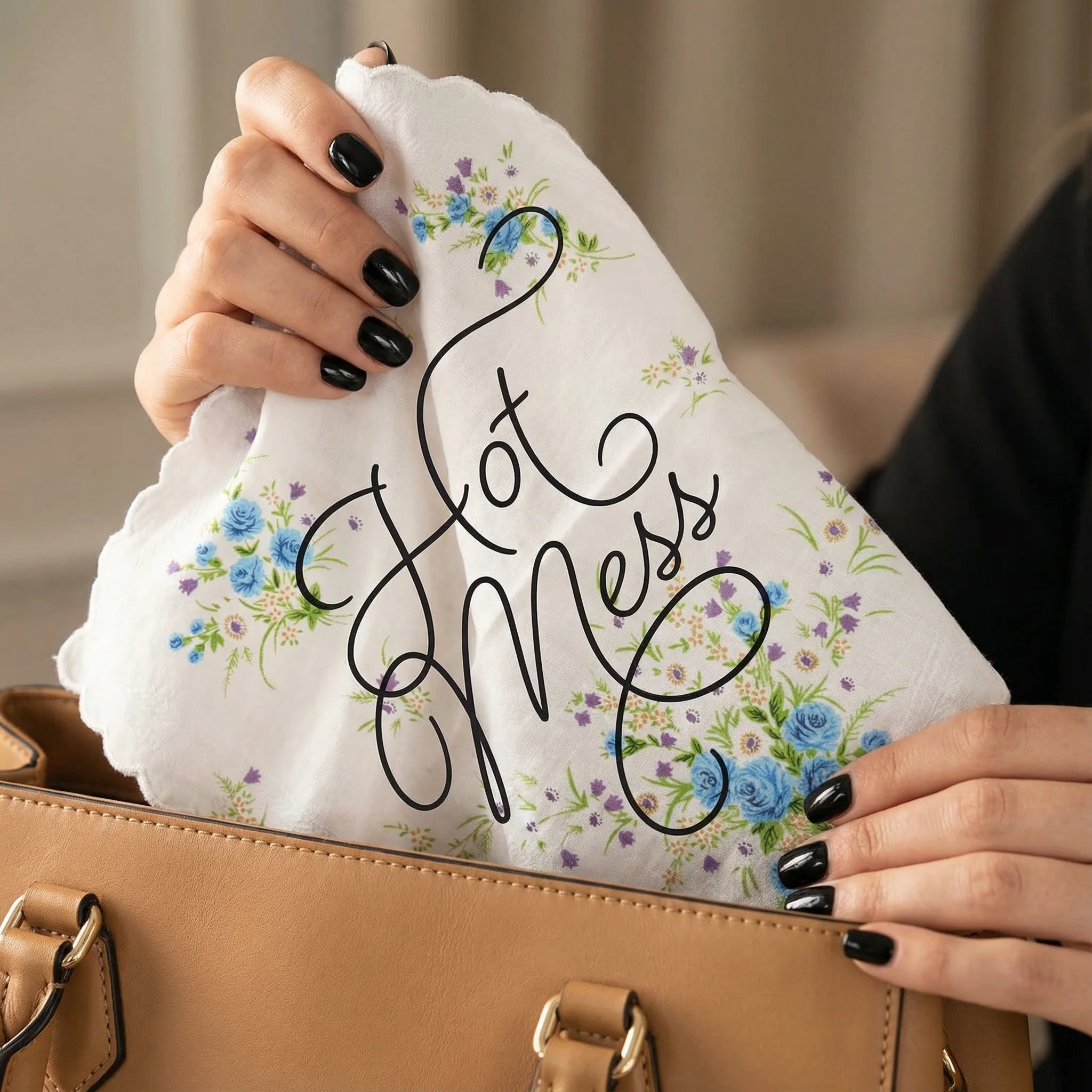 Hot Mess Hankie Retro Floral Print Cotton Handkerchief - Image 7