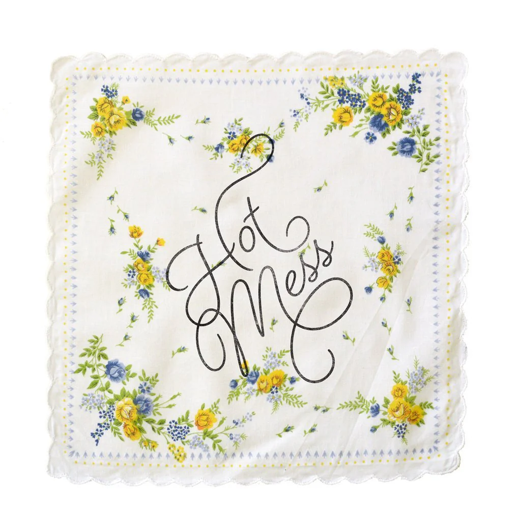 Hot Mess Hankie Retro Floral Print Cotton Handkerchief - Image 8