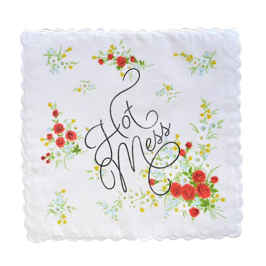 Hot Mess Hankie Retro Floral Print Cotton Handkerchief - Image 9