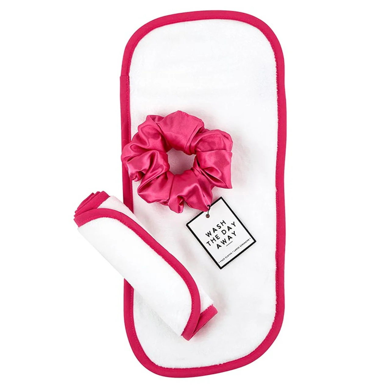 Hot Pink Face Cloth and Scrunchie Set | Linen Makeup Remover Gift Set For Her