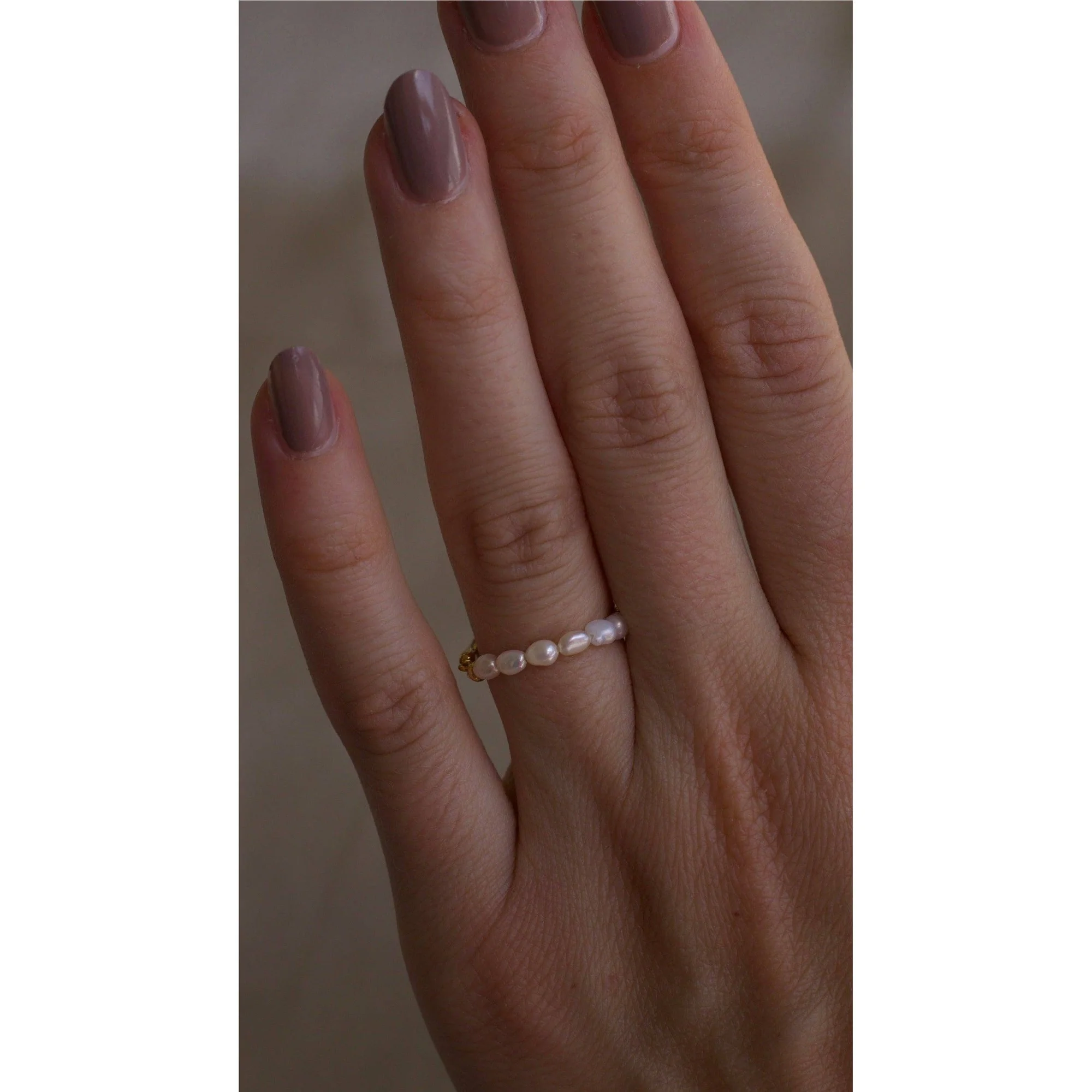 Real Pearls Hubert Half Pearl Half Gold Band Textured Ring | Gold Plated Stainless Steel Jewelry - Image 2
